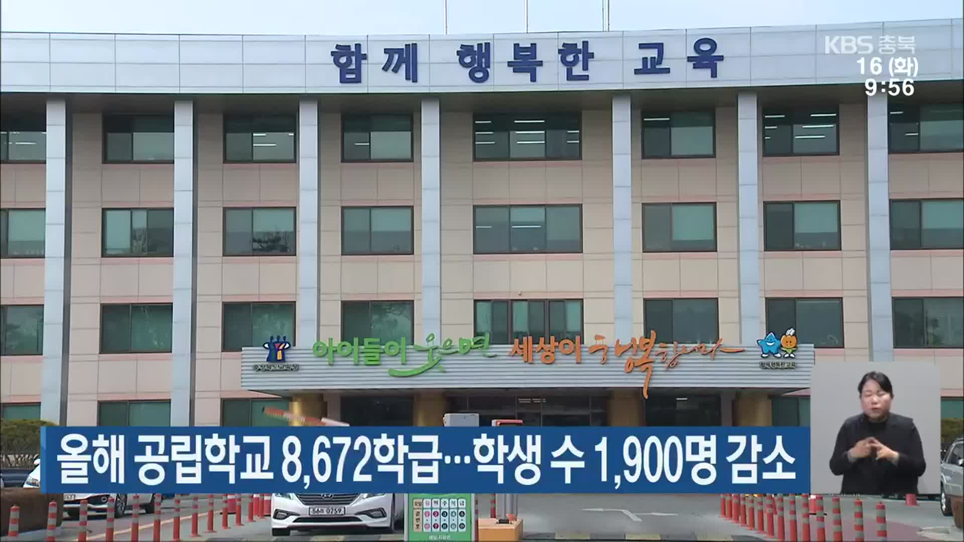 올해 공립학교 8,672학급…학생 수 1,900명 감소