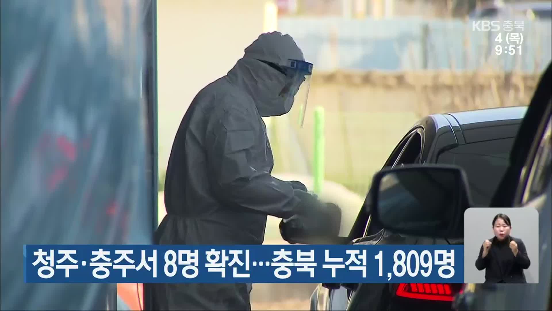 청주·충주서 8명 확진…충북 누적 1,809명
