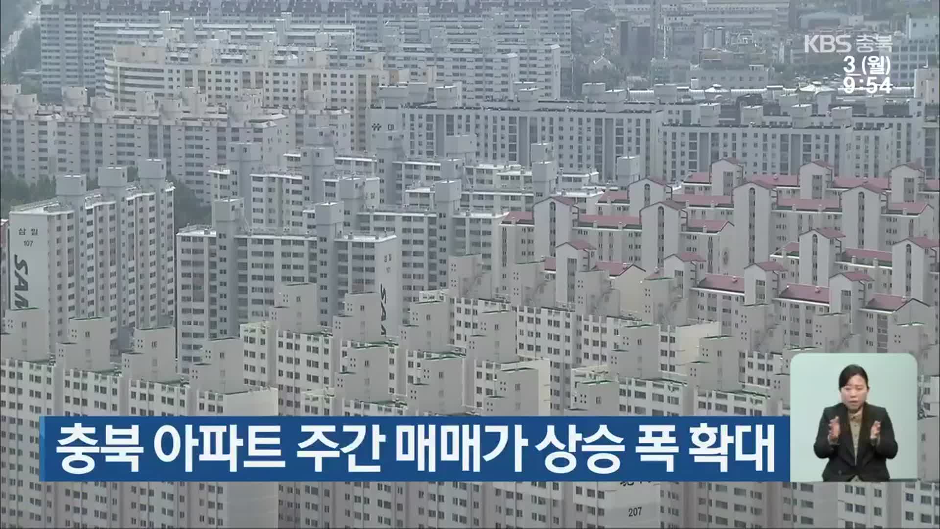 충북 아파트 주간 매매가 상승 폭 확대