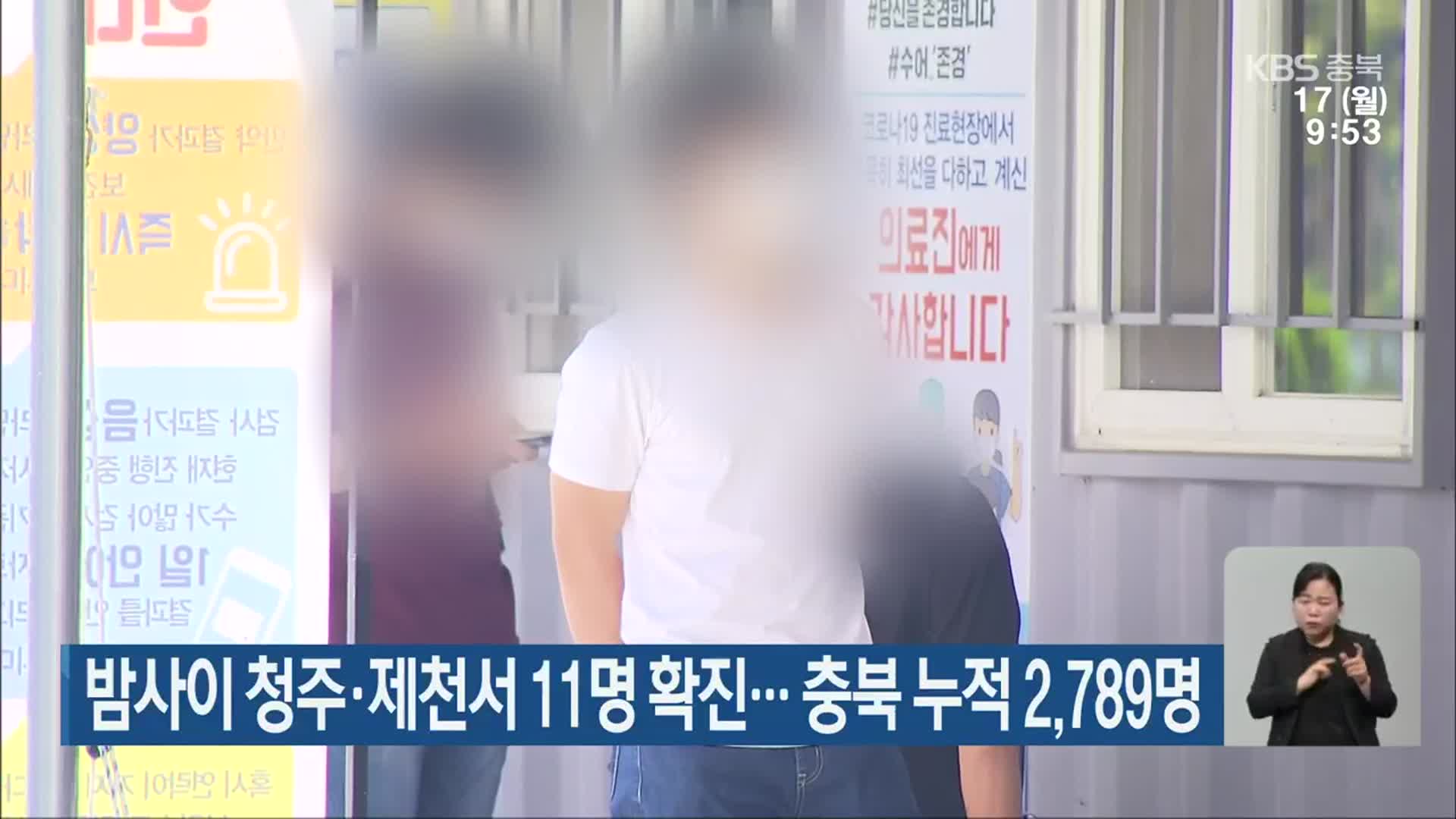 밤사이 청주·제천서 11명 확진…충북 누적 2,789명