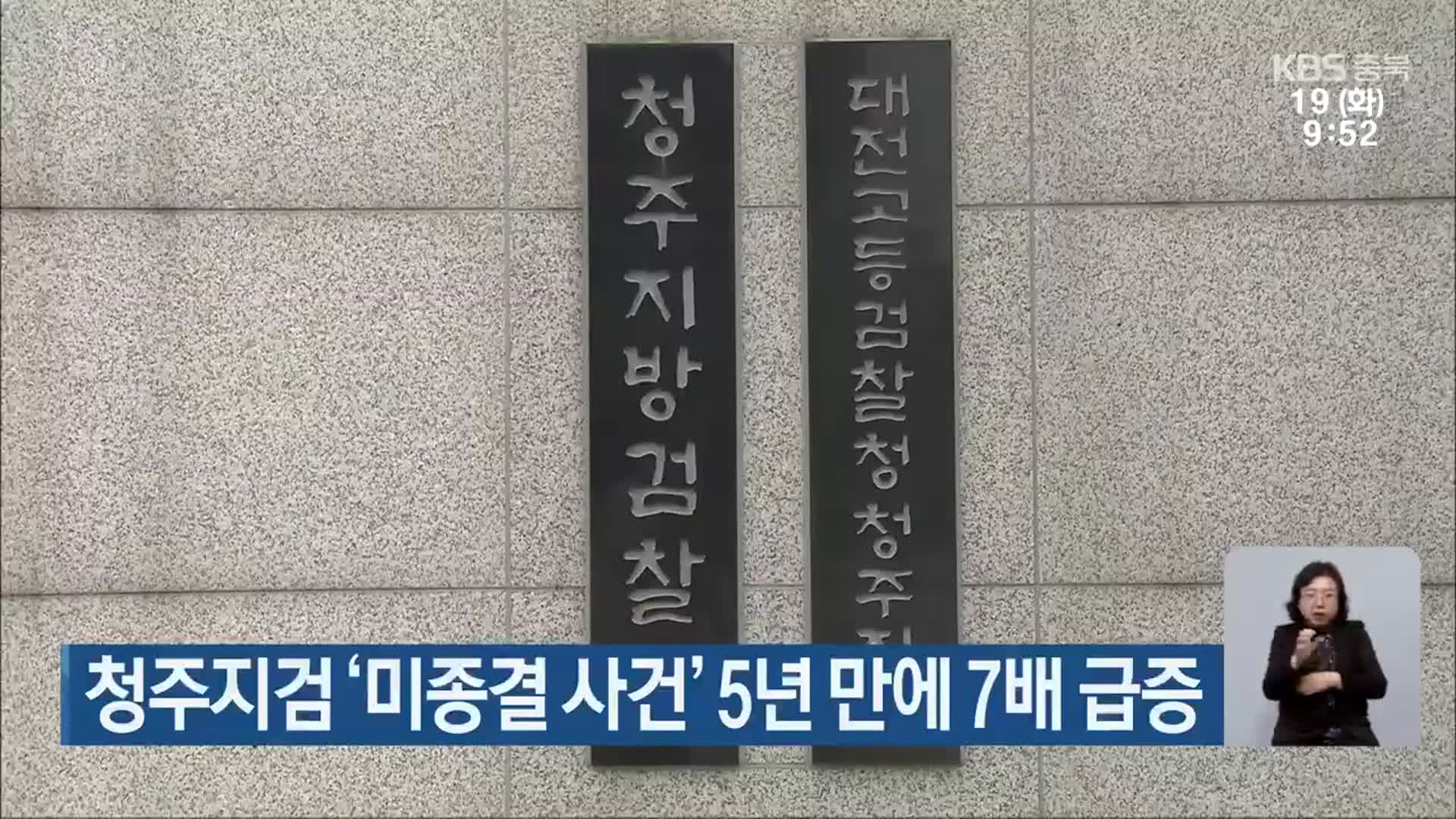 청주지검 ‘미종결 사건’ 5년 만에 7배 급증