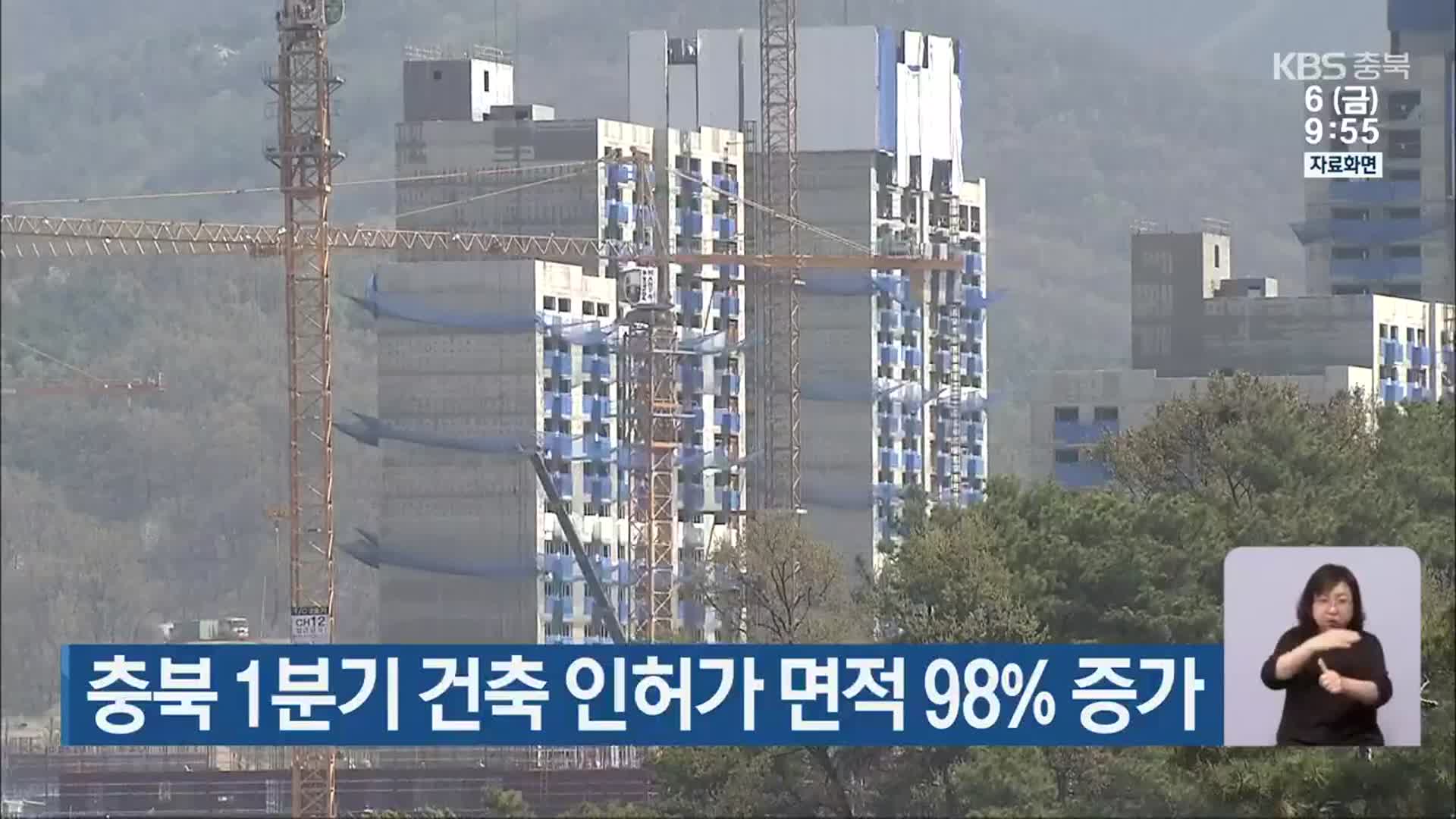 충북 1분기 건축 인허가 면적 98% 증가