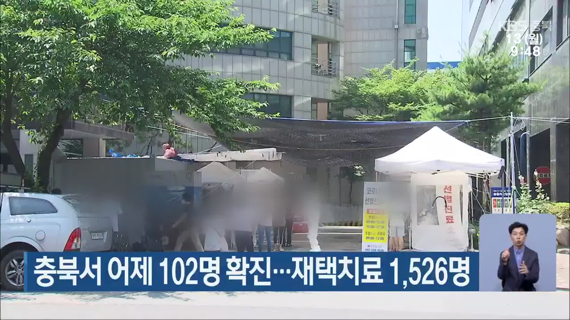 충북서 어제 102명 확진…재택치료 1,526명