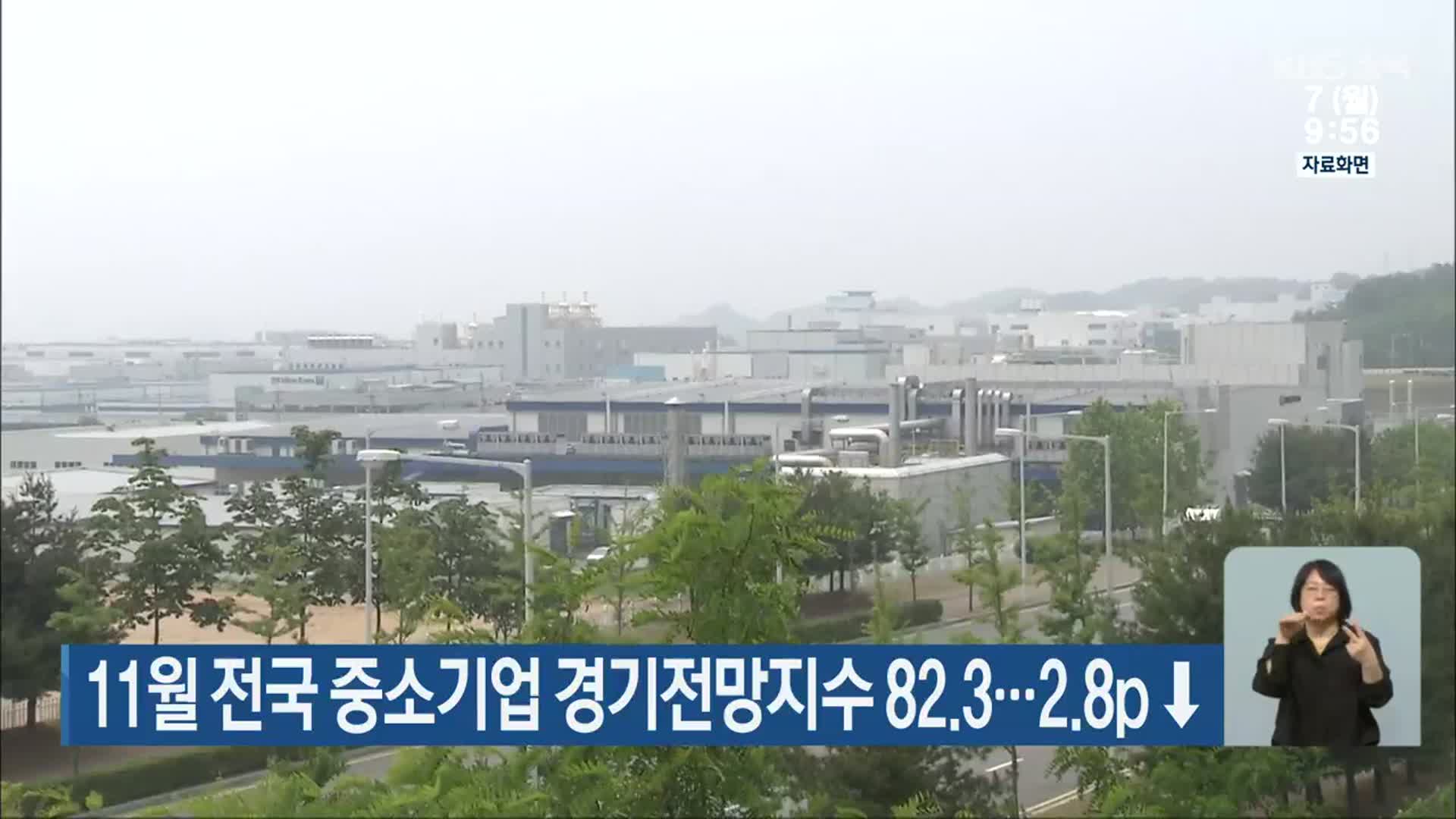 11월 전국 중소기업 경기전망지수 82.3…2.8p↓