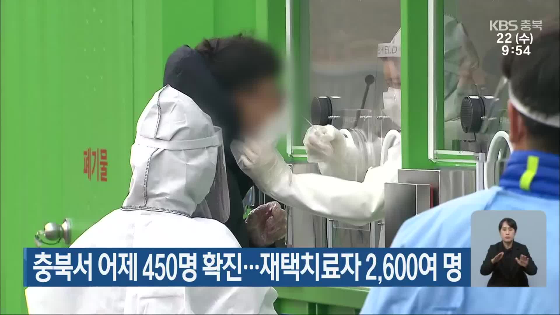 충북서 어제 450명 확진… 재택치료자 2,600여 명