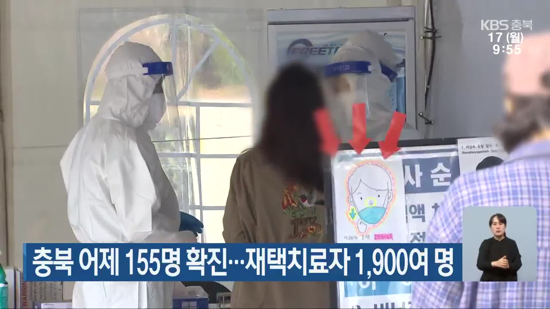 충북 어제 155명 확진…재택치료자 1,900여 명