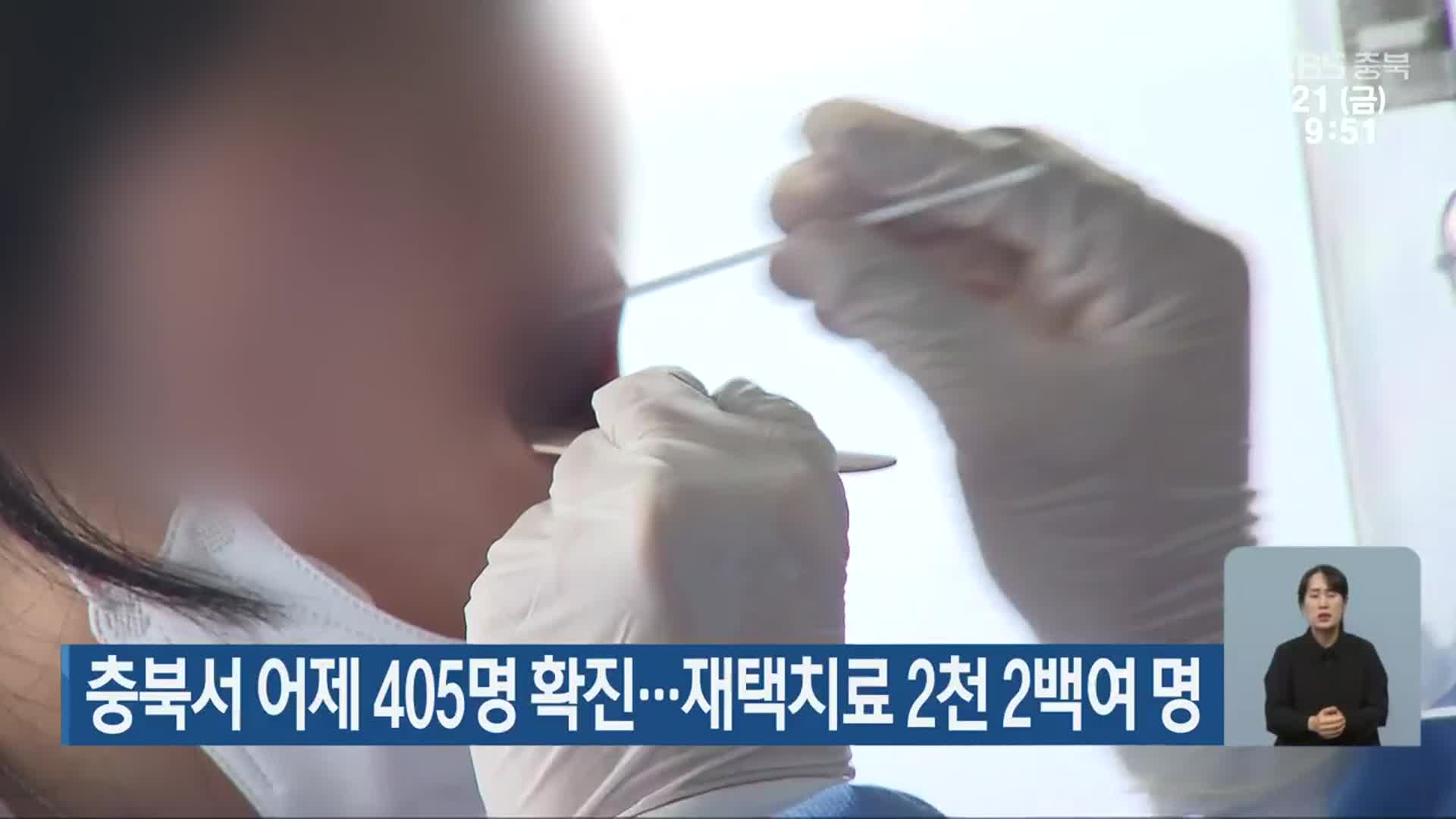 충북서 어제 405명 확진…재택치료 2천 2백여 명