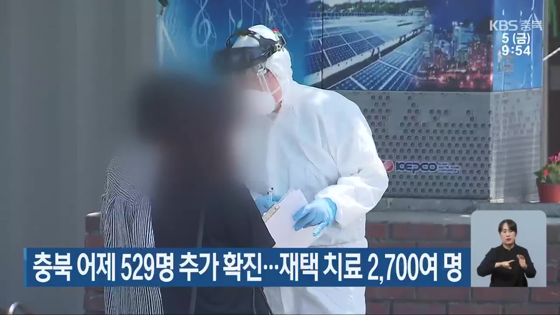 충북 어제 529명 추가 확진…재택 치료 2,700여 명