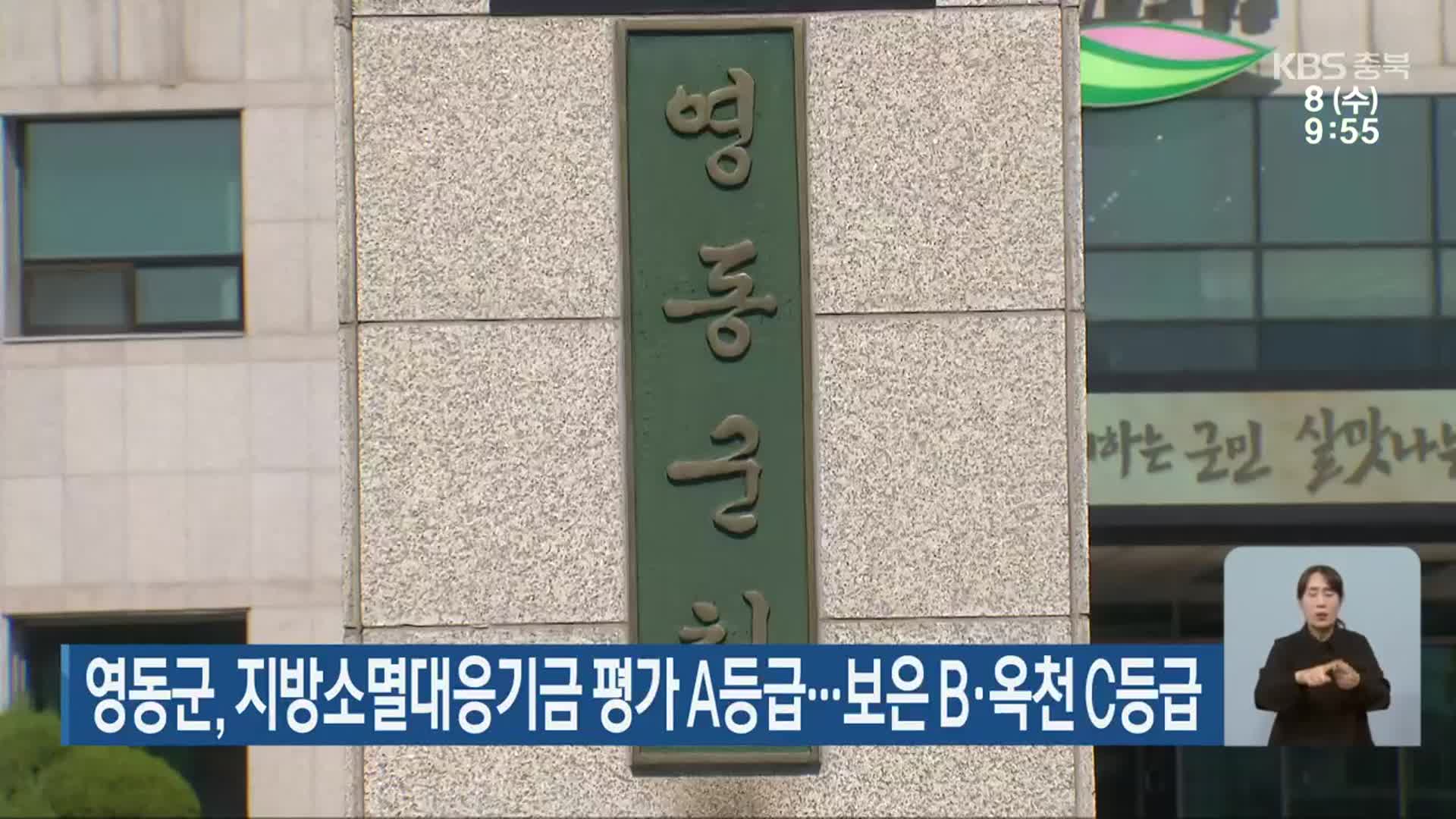 영동군, 지방소멸대응기금 평가 A등급…보은 B·옥천 C등급