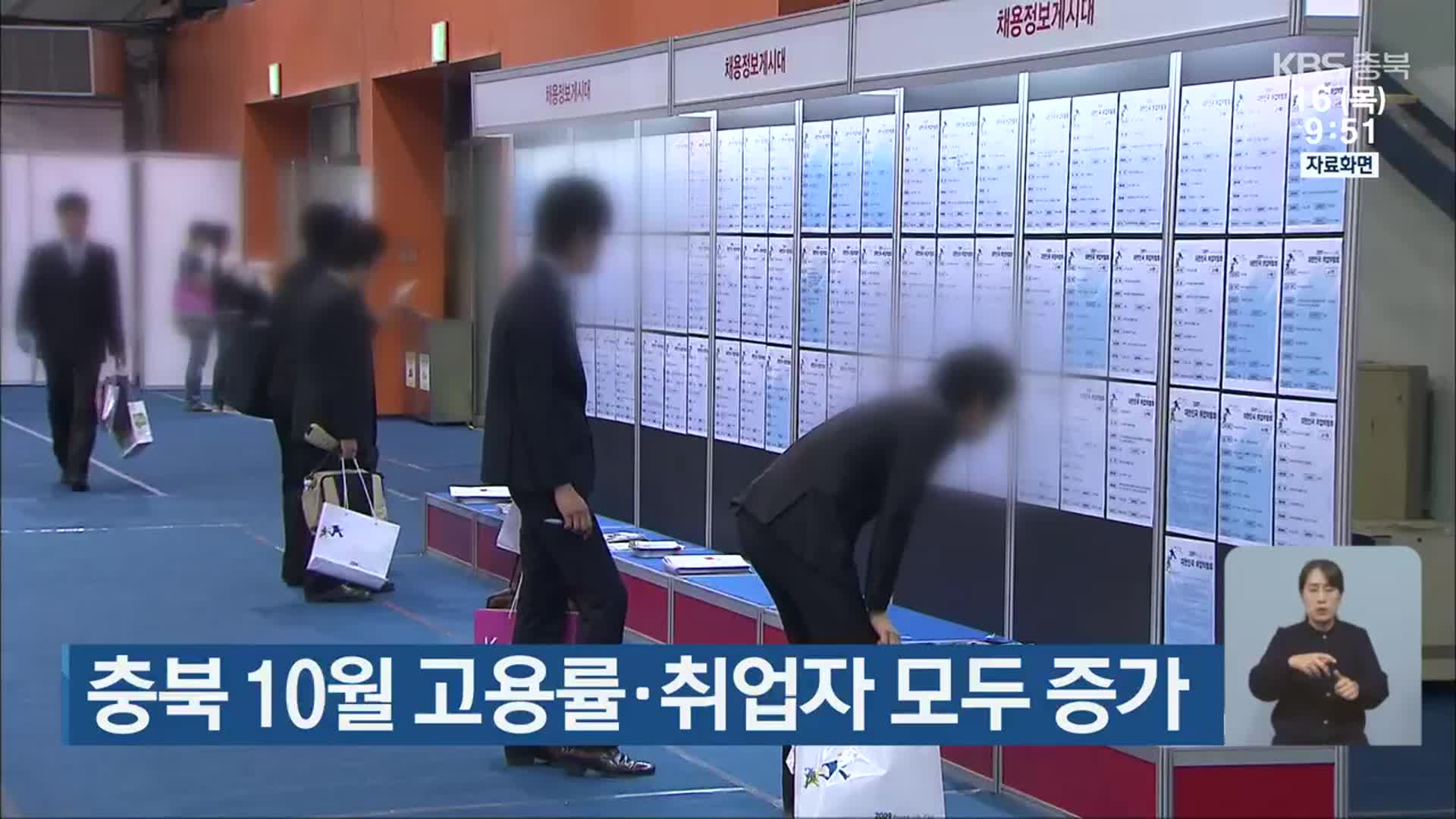 충북 10월 고용률·취업자 모두 증가