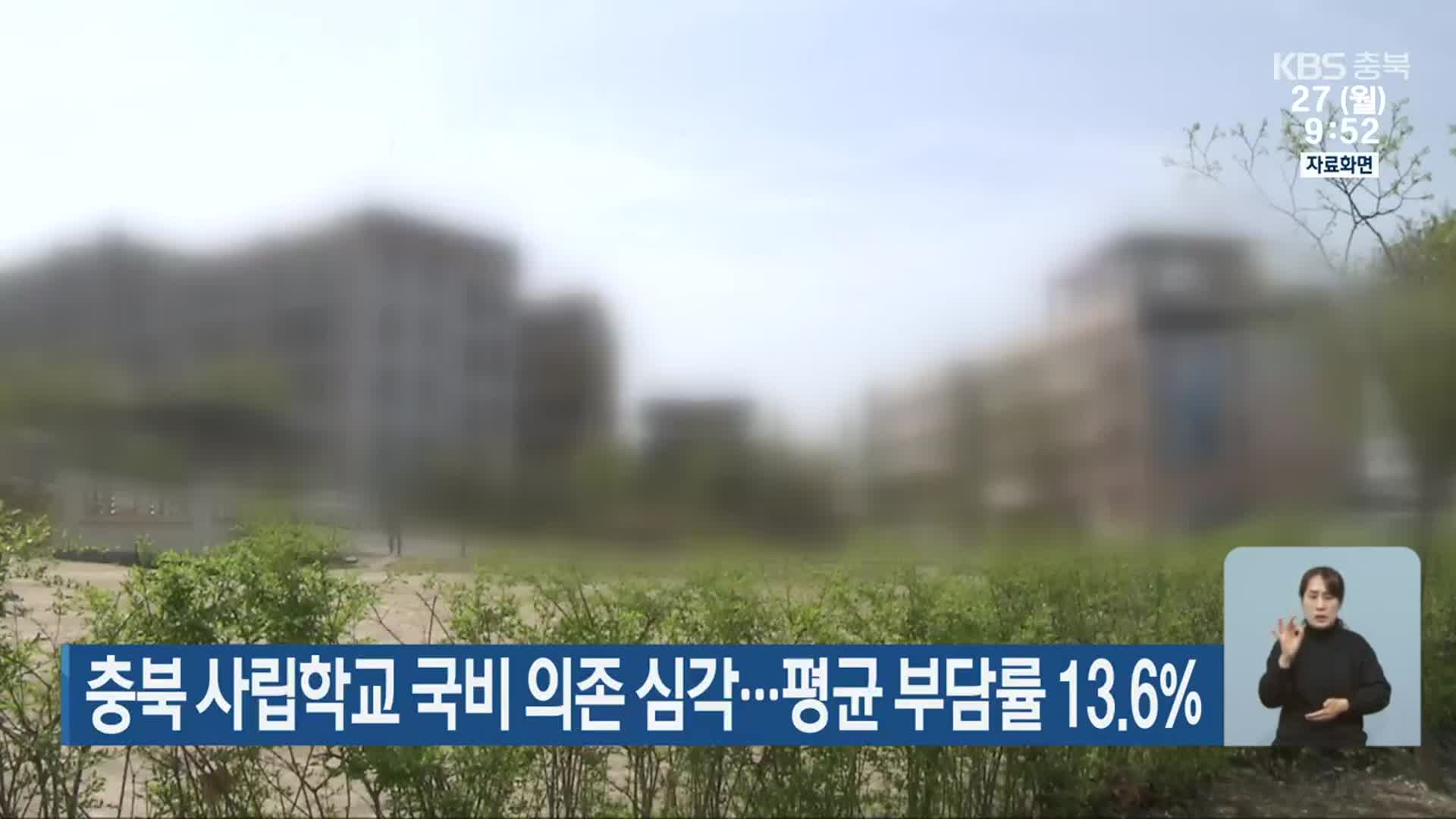 충북 사립학교 국비 의존 심각…평균 부담률 13.6%