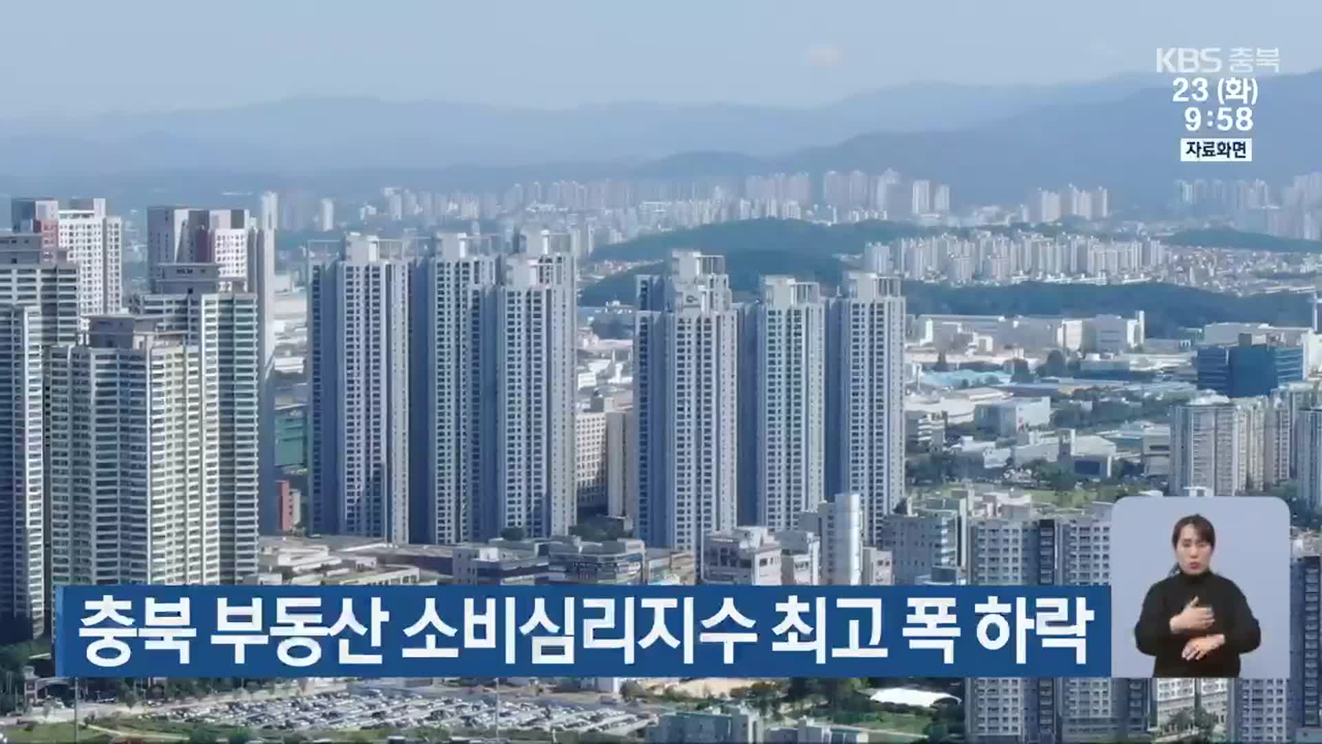 충북 부동산 소비심리지수 최고 폭 하락