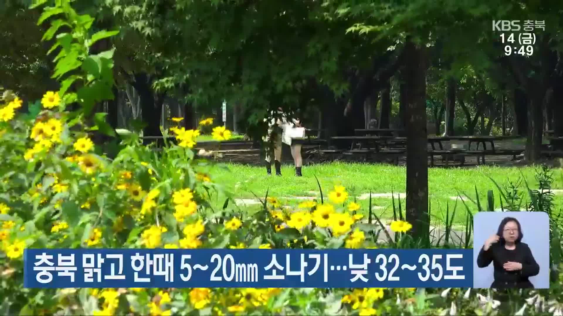 충북 맑고 한때 5~20mm 소나기…낮 32~35도