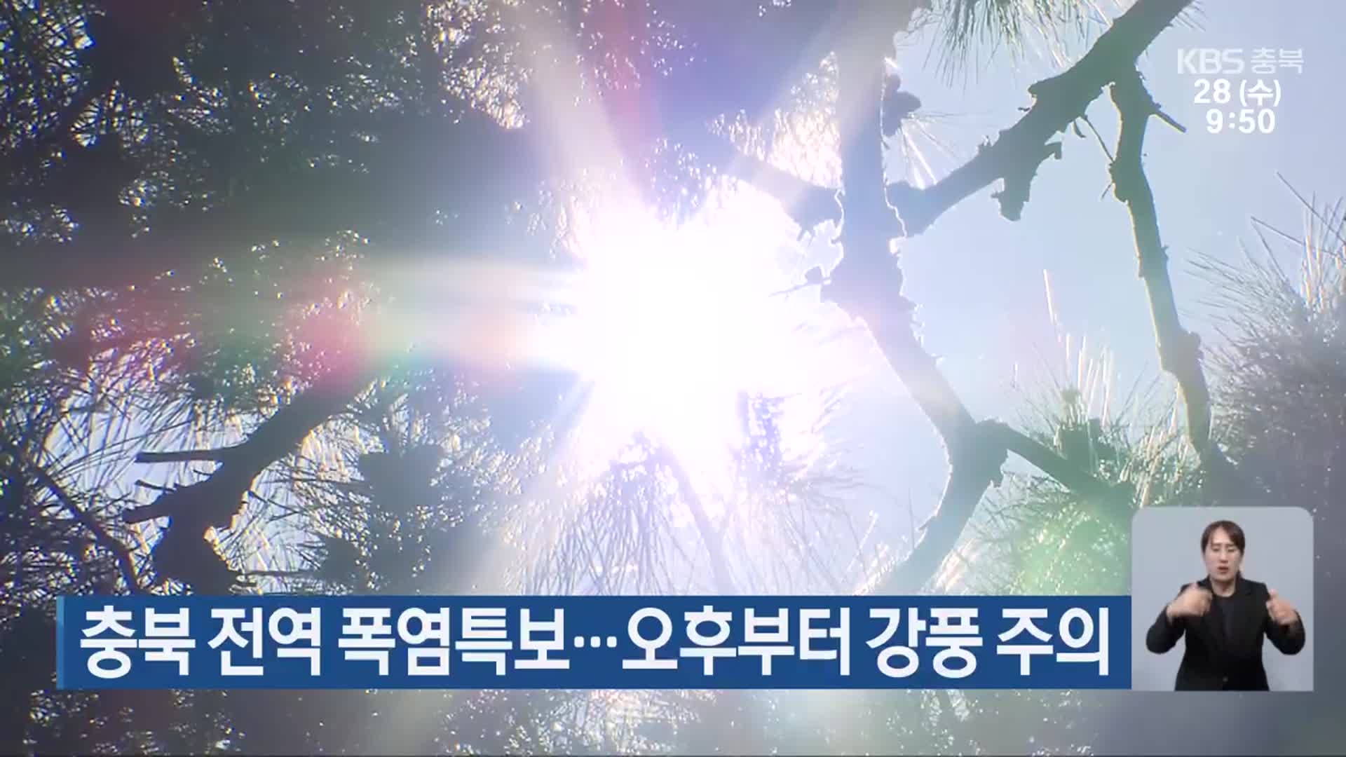 충북 전역 폭염특보…오후부터 강풍 주의