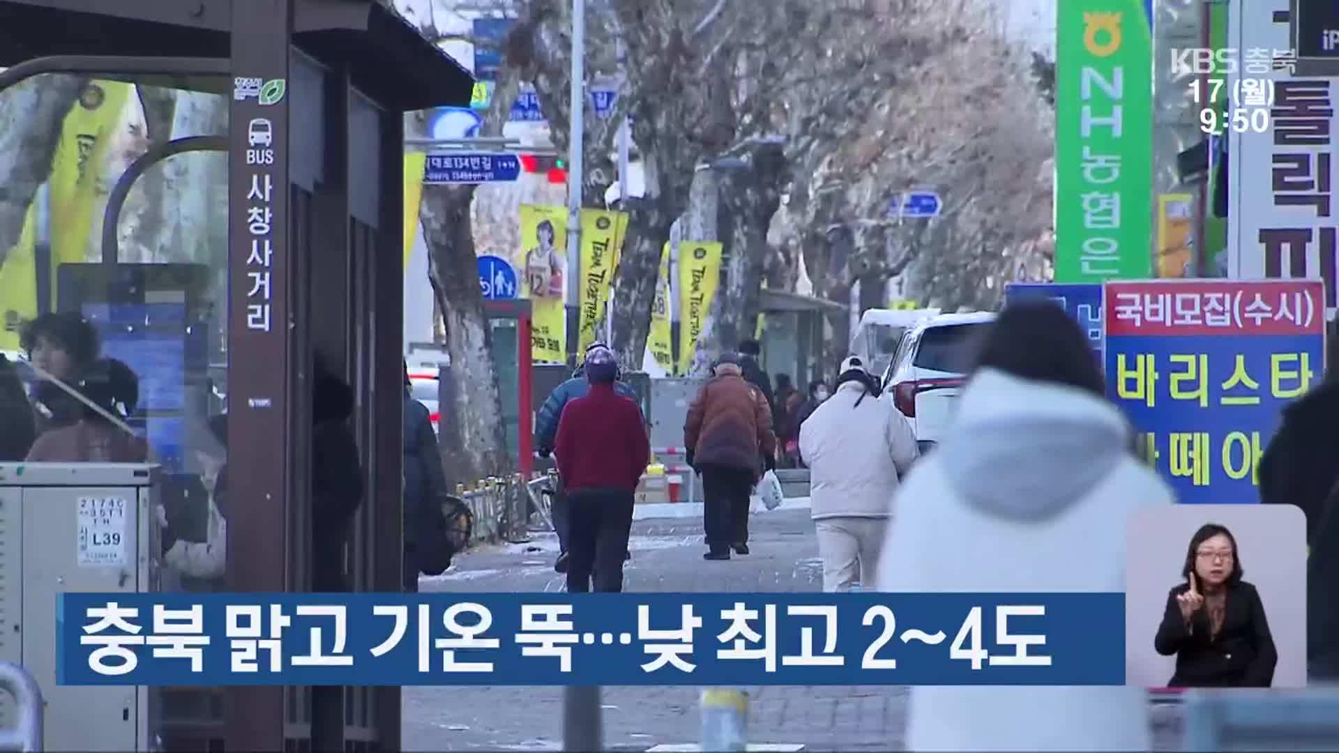 충북 맑고 기온 뚝…낮 최고 2~4도