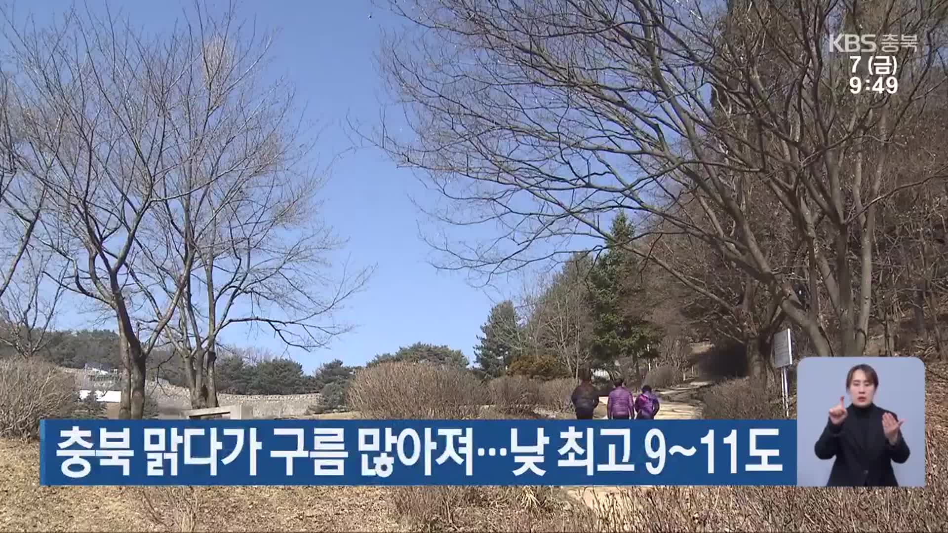 충북 맑다가 구름 많아져…낮 최고 9~11도