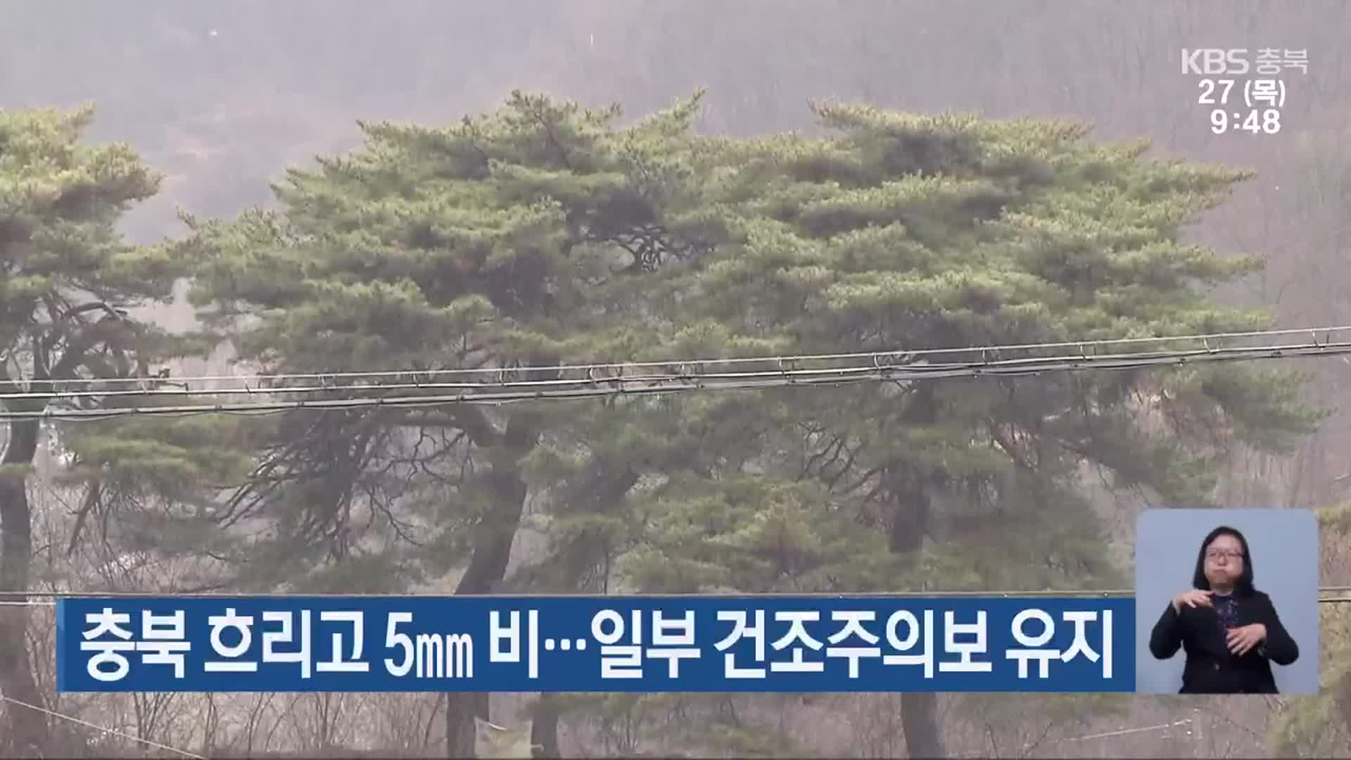 충북 흐리고 5mm 비…일부 건조주의보 유지