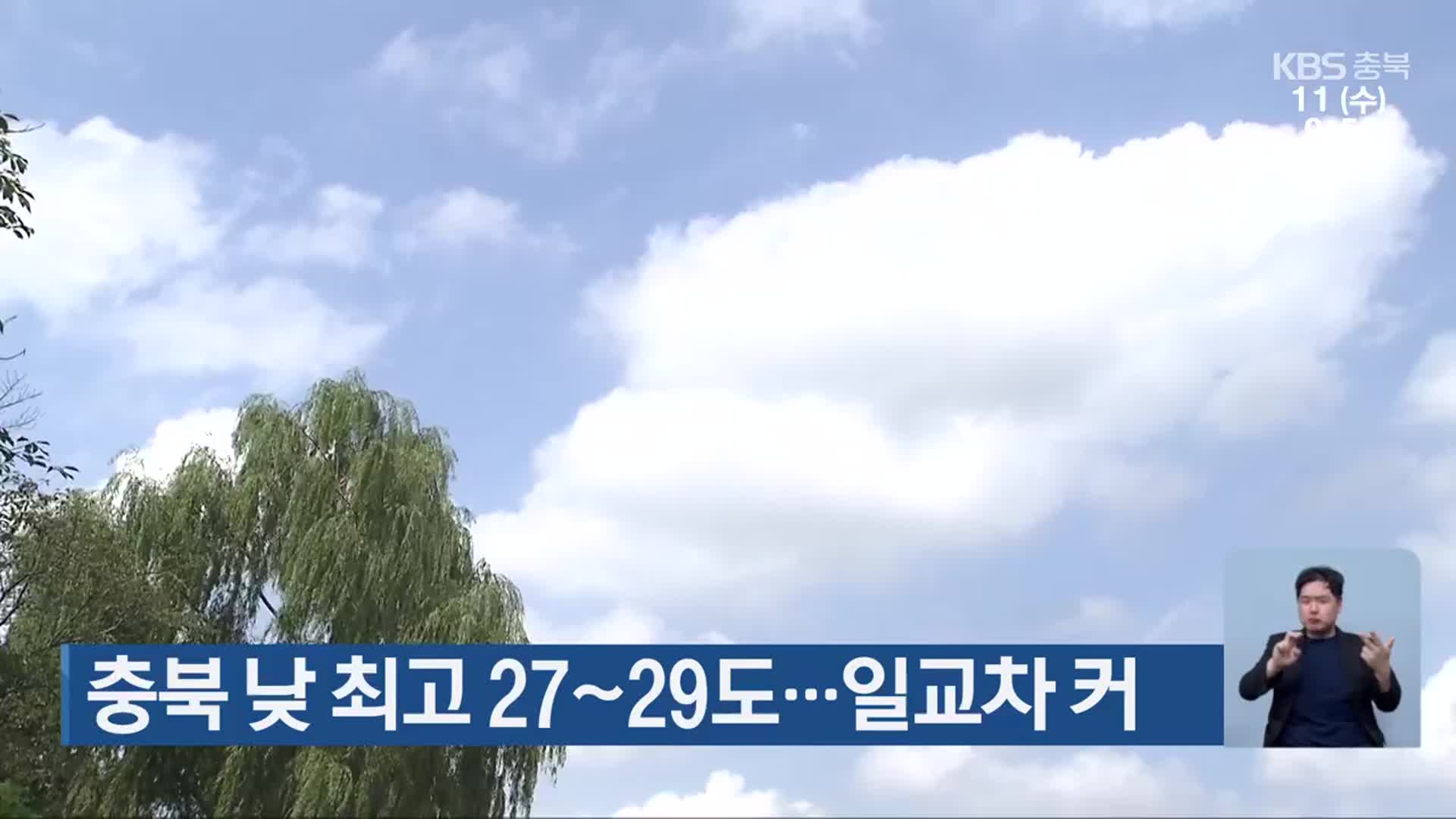 충북 낮 최고 27~29도…일교차 커