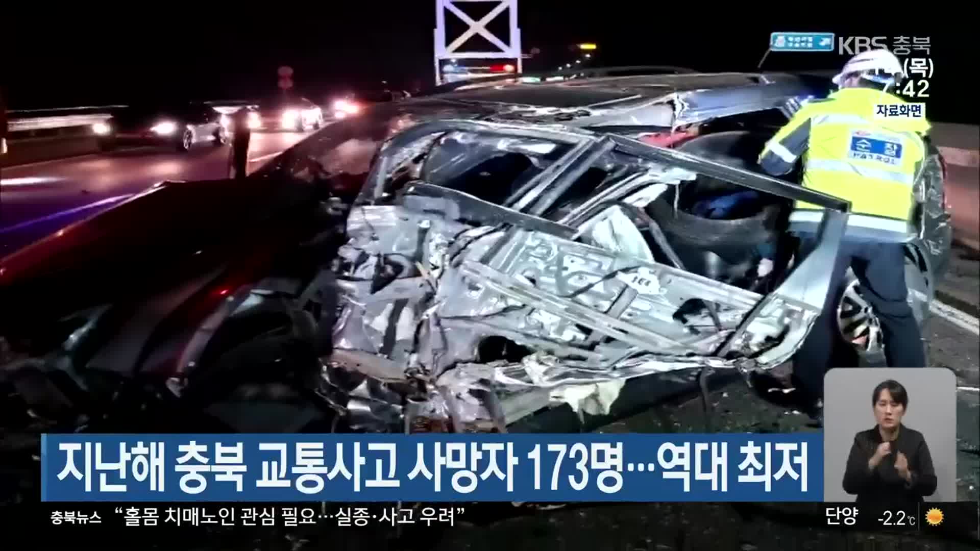 지난해 충북 교통사고 사망자 173명…역대 최저 