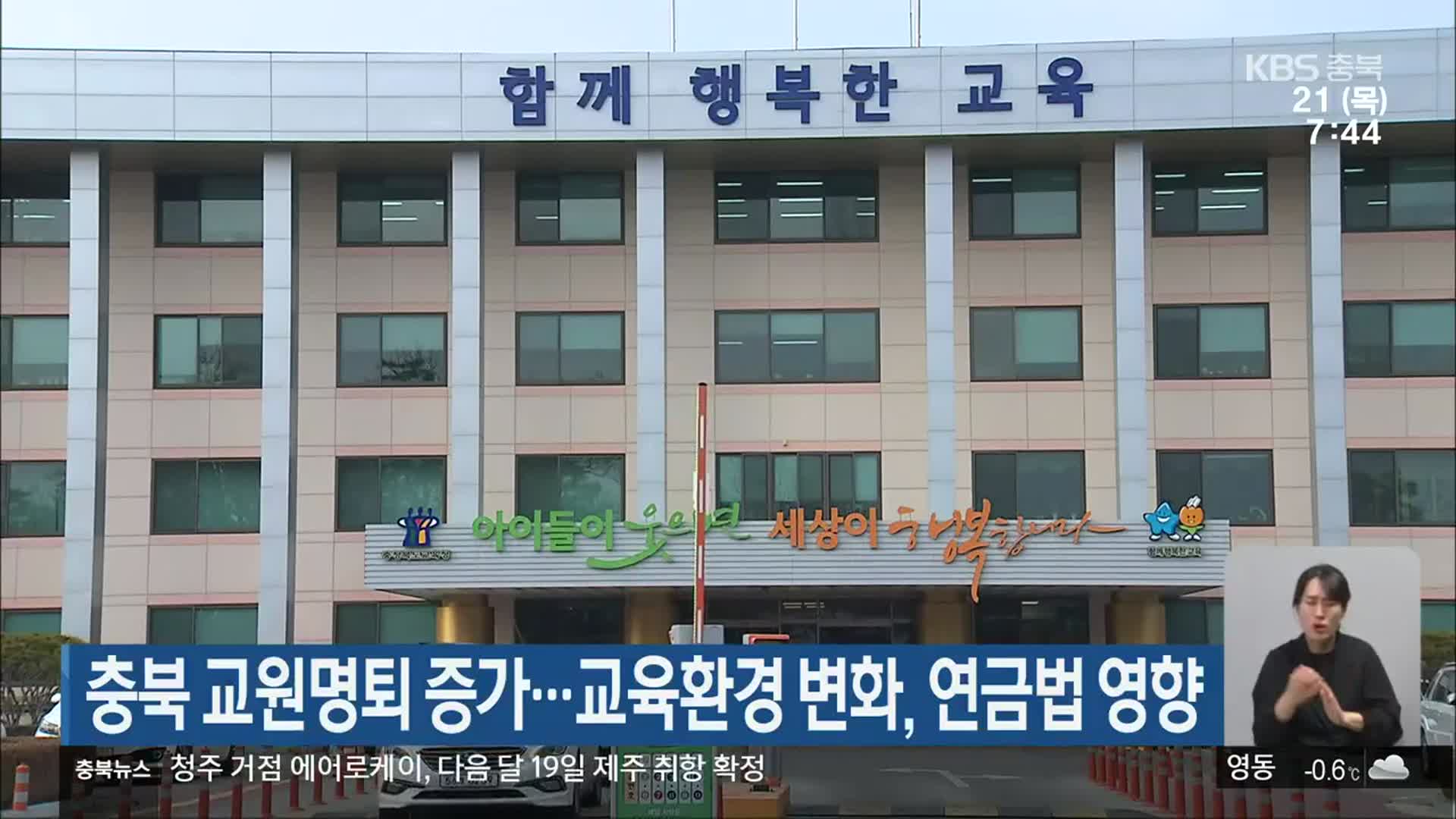 충북 교원명퇴 증가…교육환경 변화, 연금법 영향