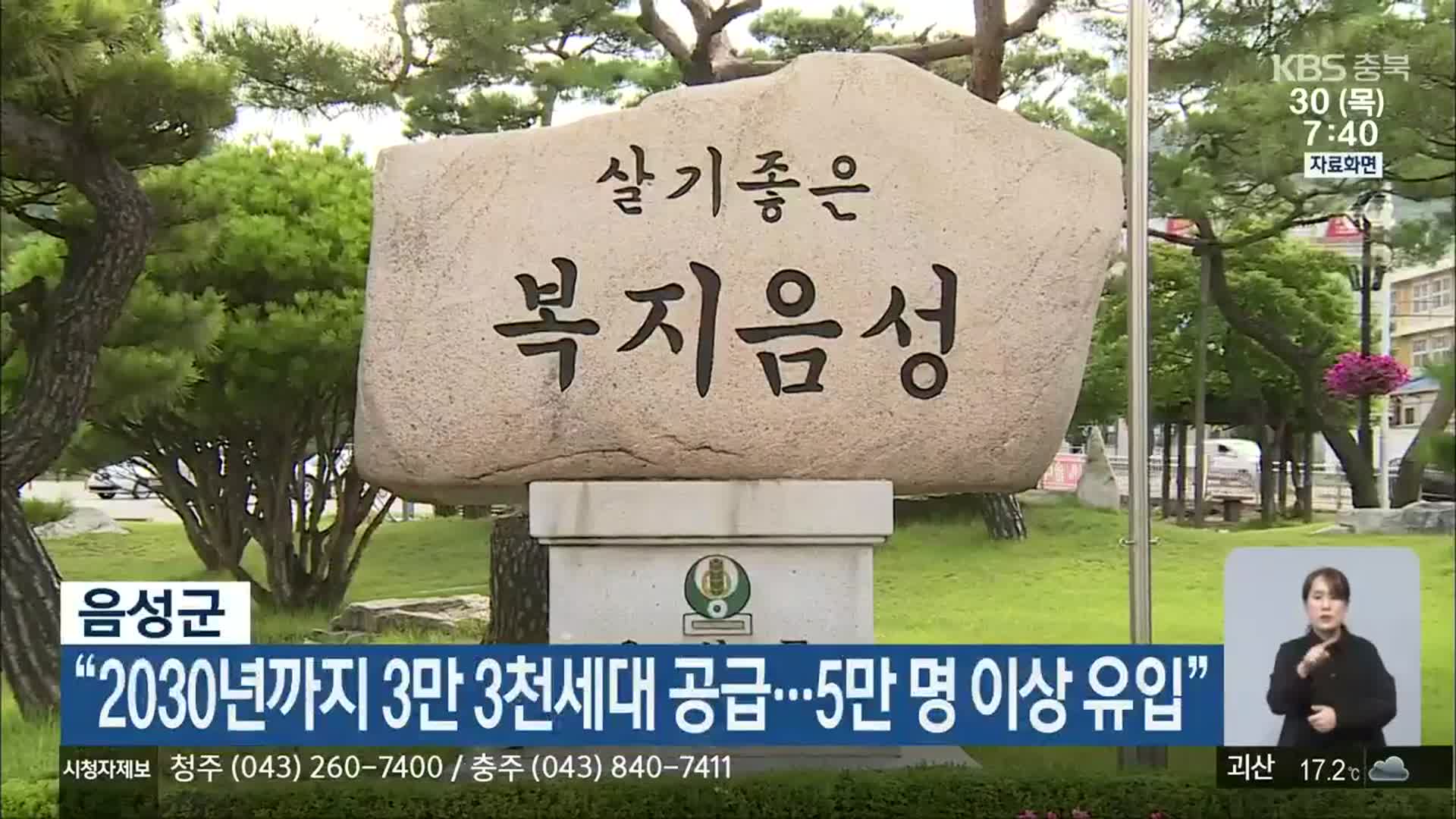 음성군 “2030년까지 3만 3천세대 공급…5만 명 이상 유입”