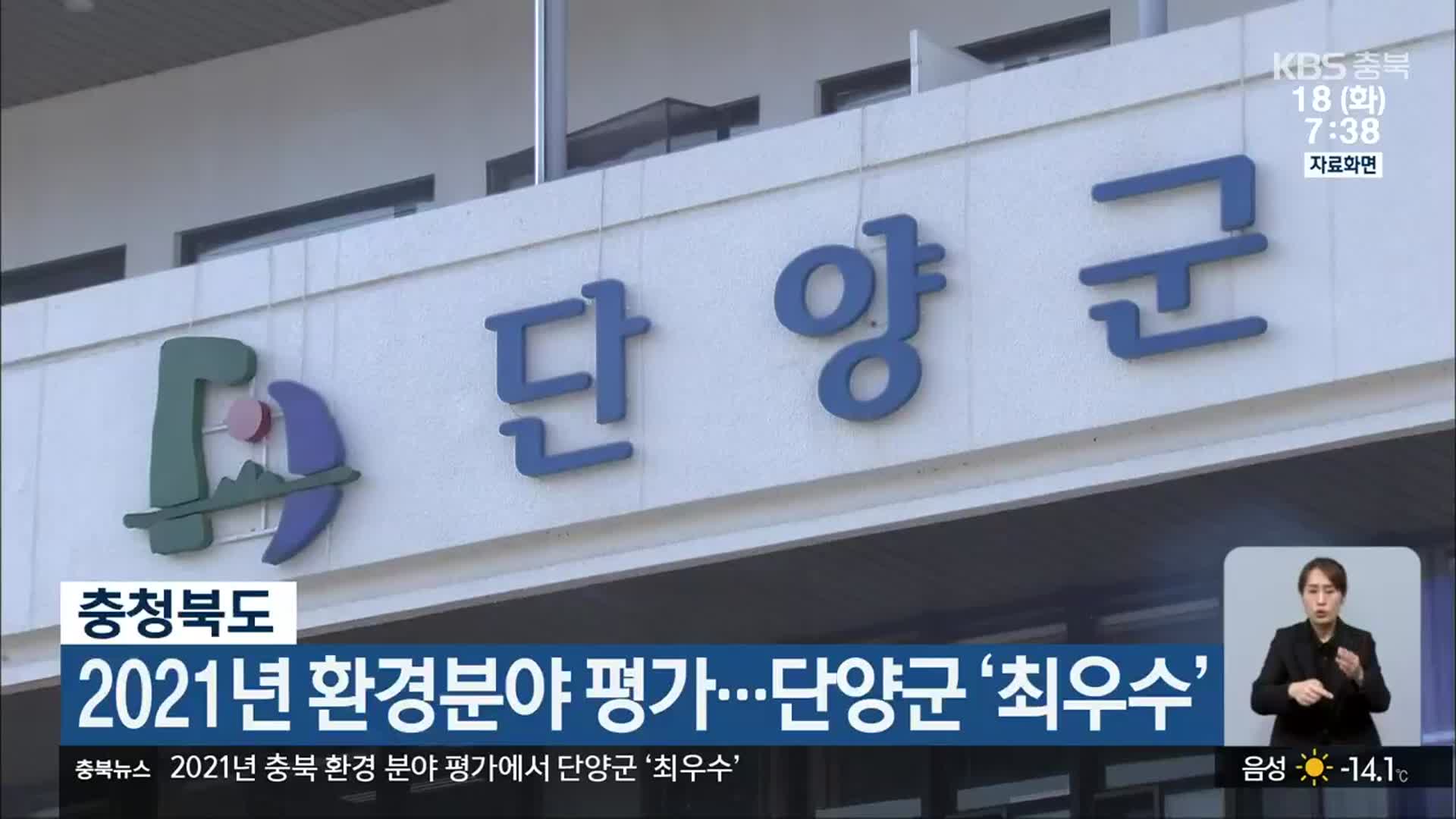 충청북도, 2021년 환경분야 평가…단양군 ‘최우수’