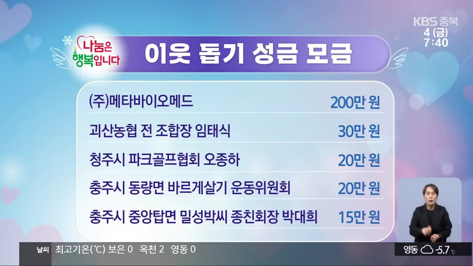 희망나눔 이웃 돕기 성금 모금