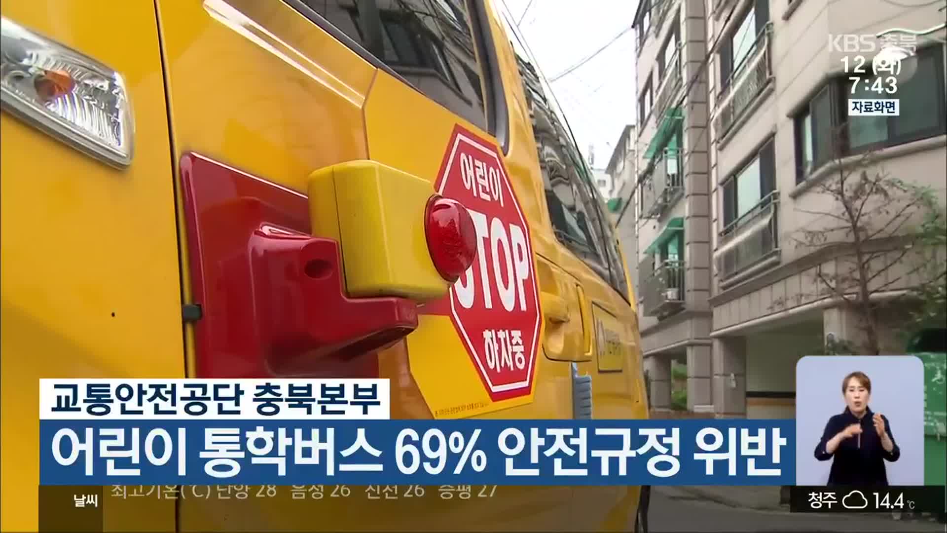 교통안전공단 충북본부, 어린이 통학버스 69% 안전규정 위반