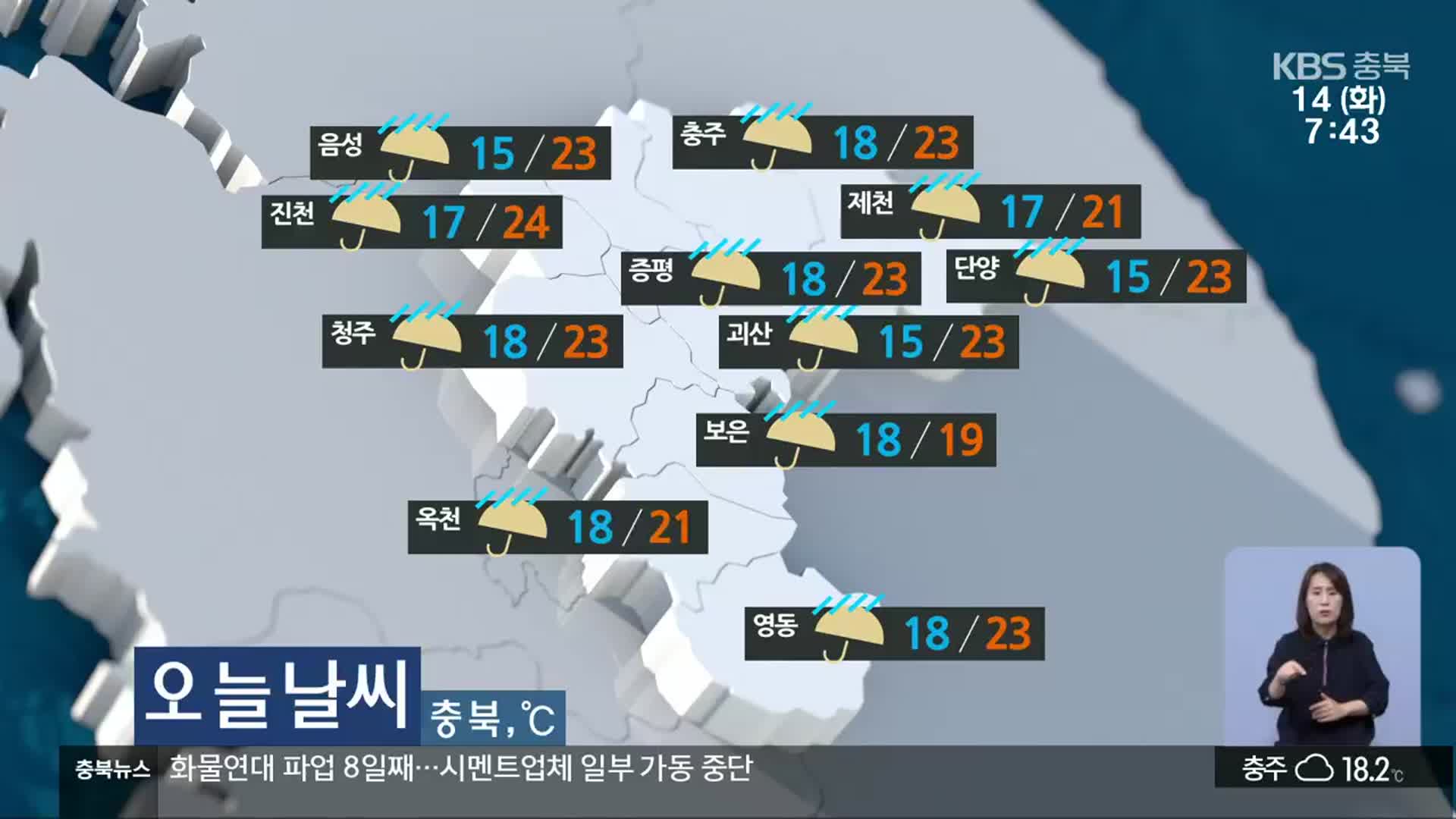 [날씨] 충북 대체로 흐리고 가끔 비…5mm 내외