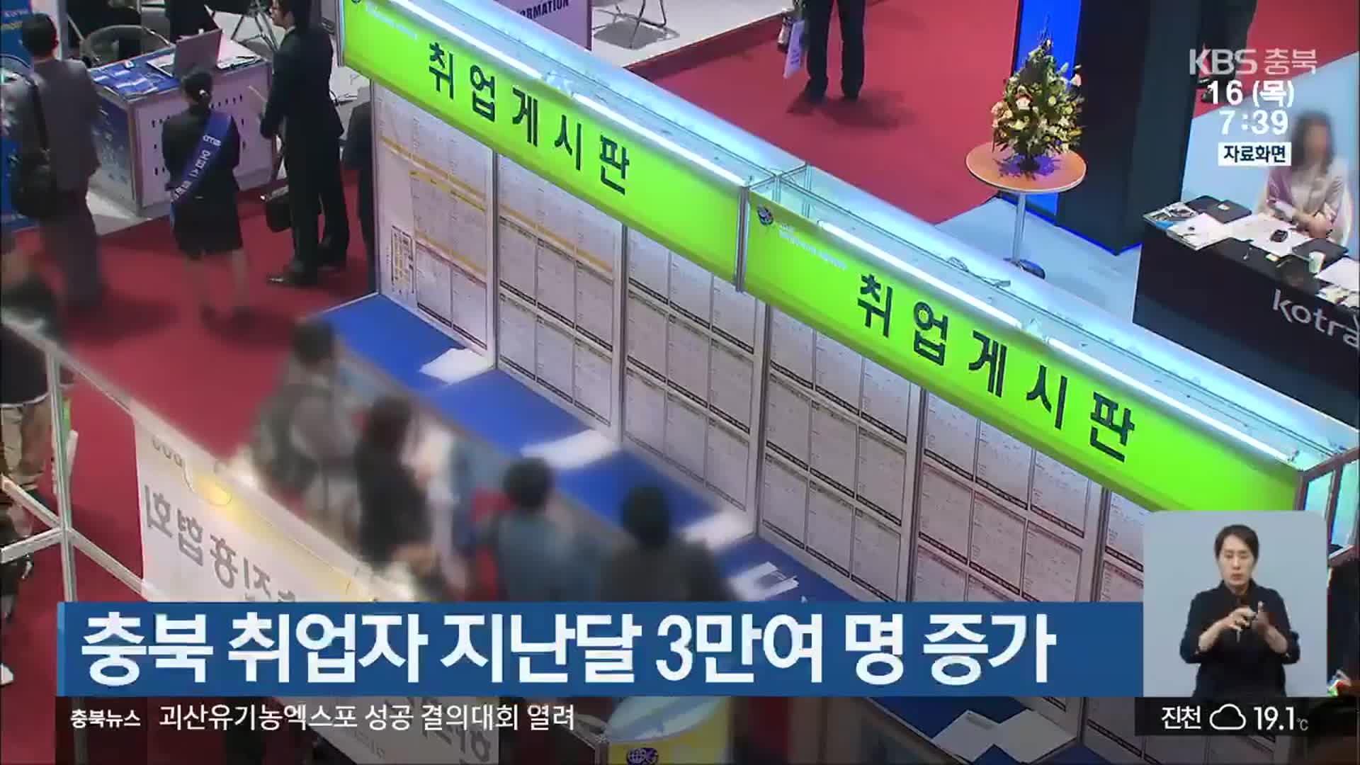 충북 취업자 지난달 3만여 명 증가