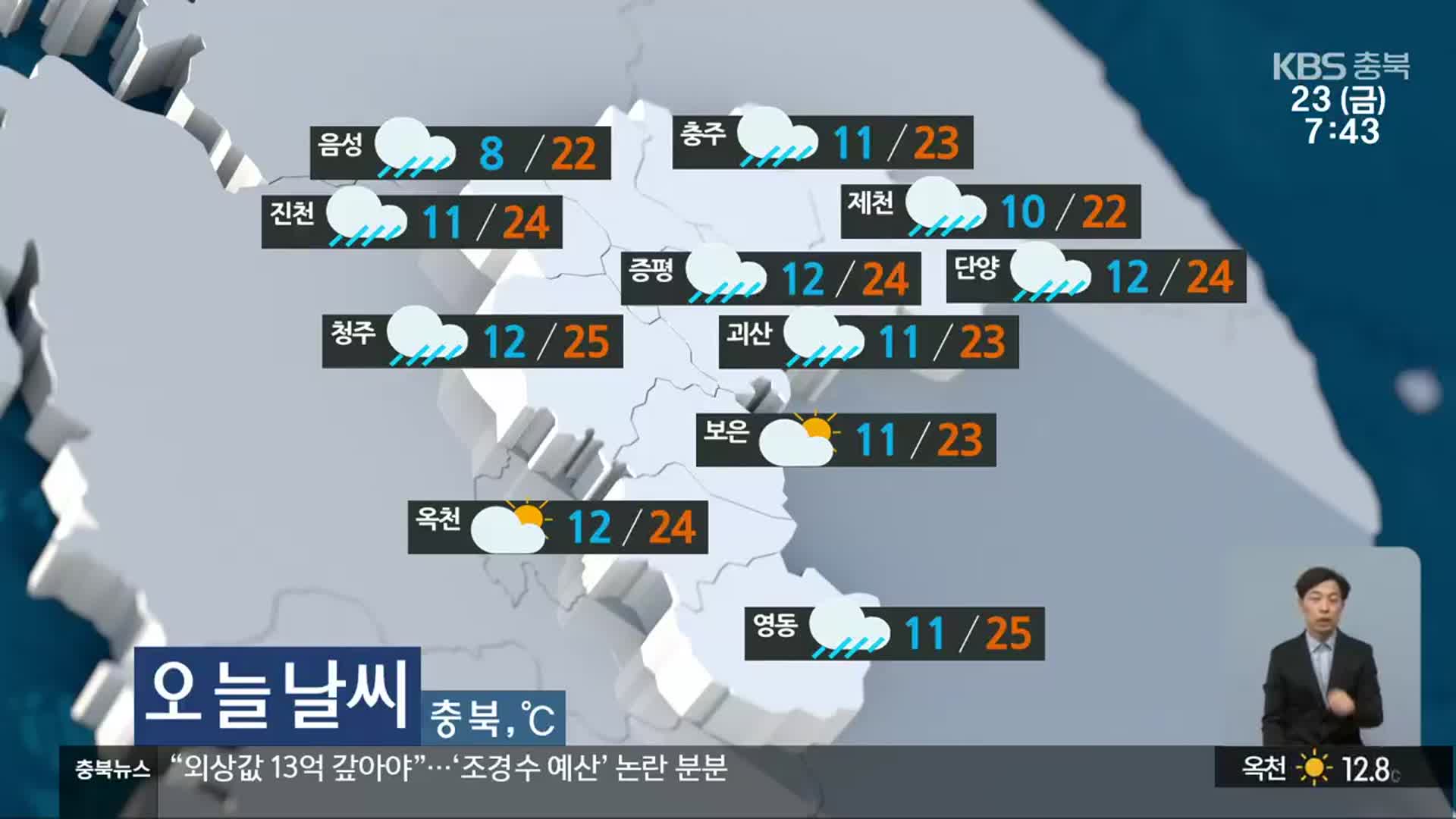 [날씨] 충북 중북부 한때 비…한낮 제천 22도·청주 25도
