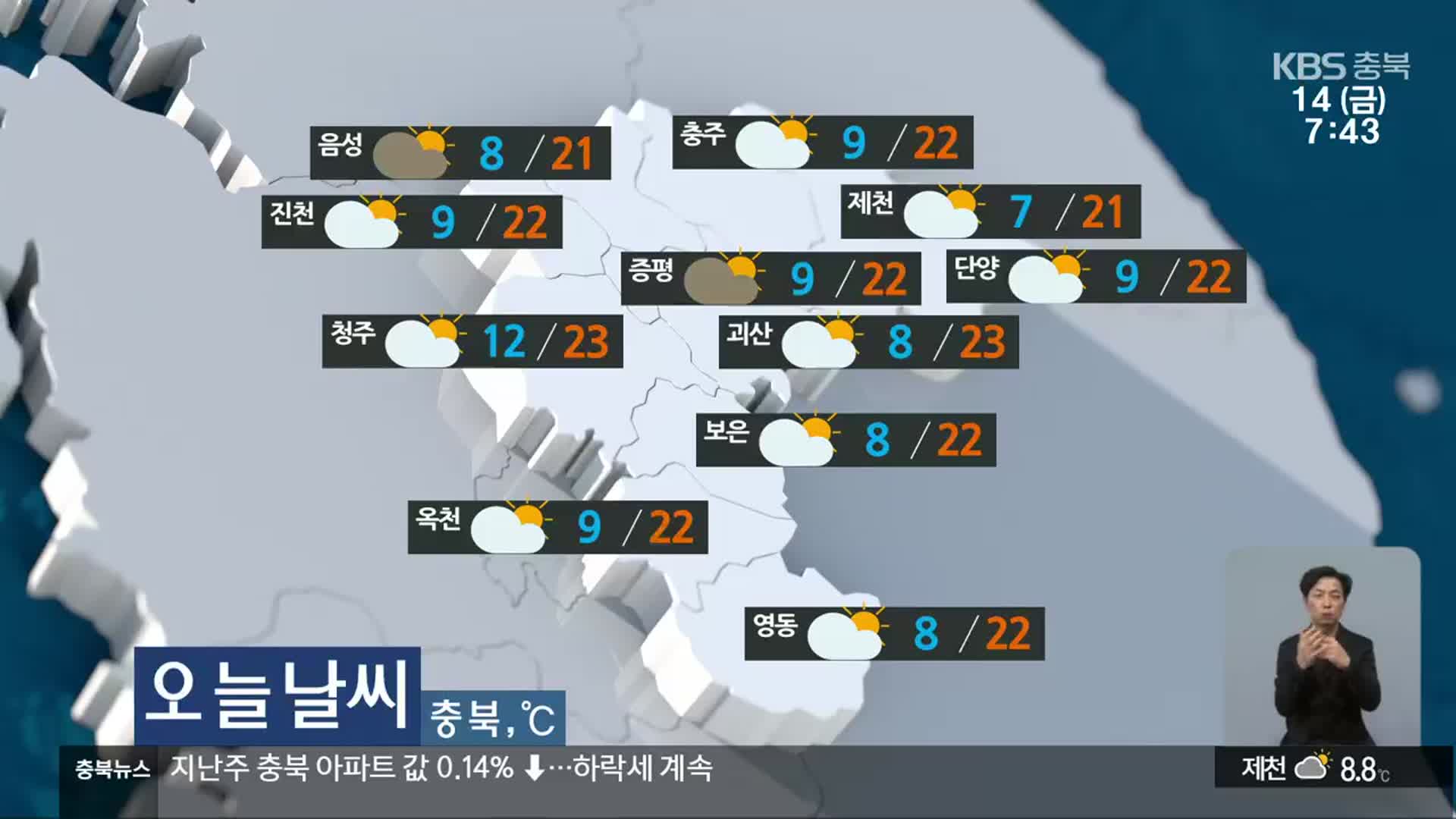 [날씨] 충북 구름 많고 오전까지 짙은 안개…낮 최고 21~23도