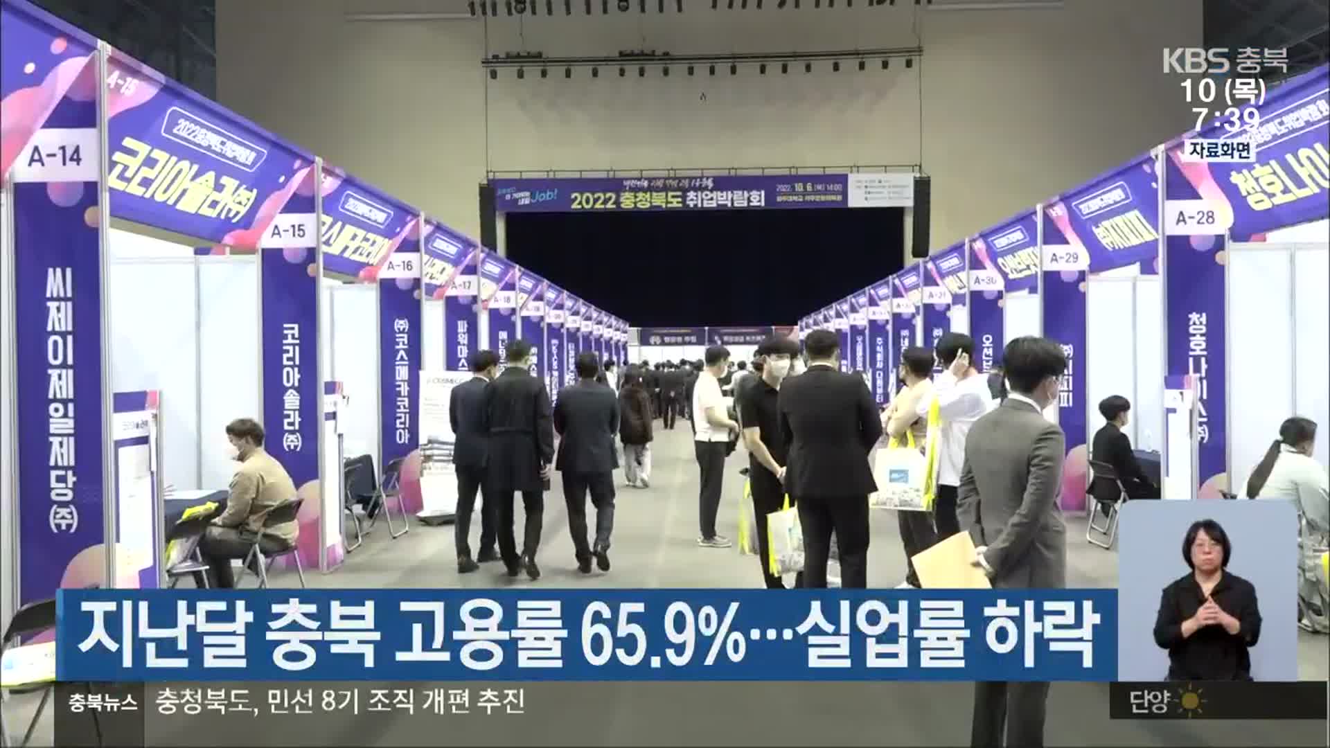 지난달 충북 고용률 65.9%…실업률 하락