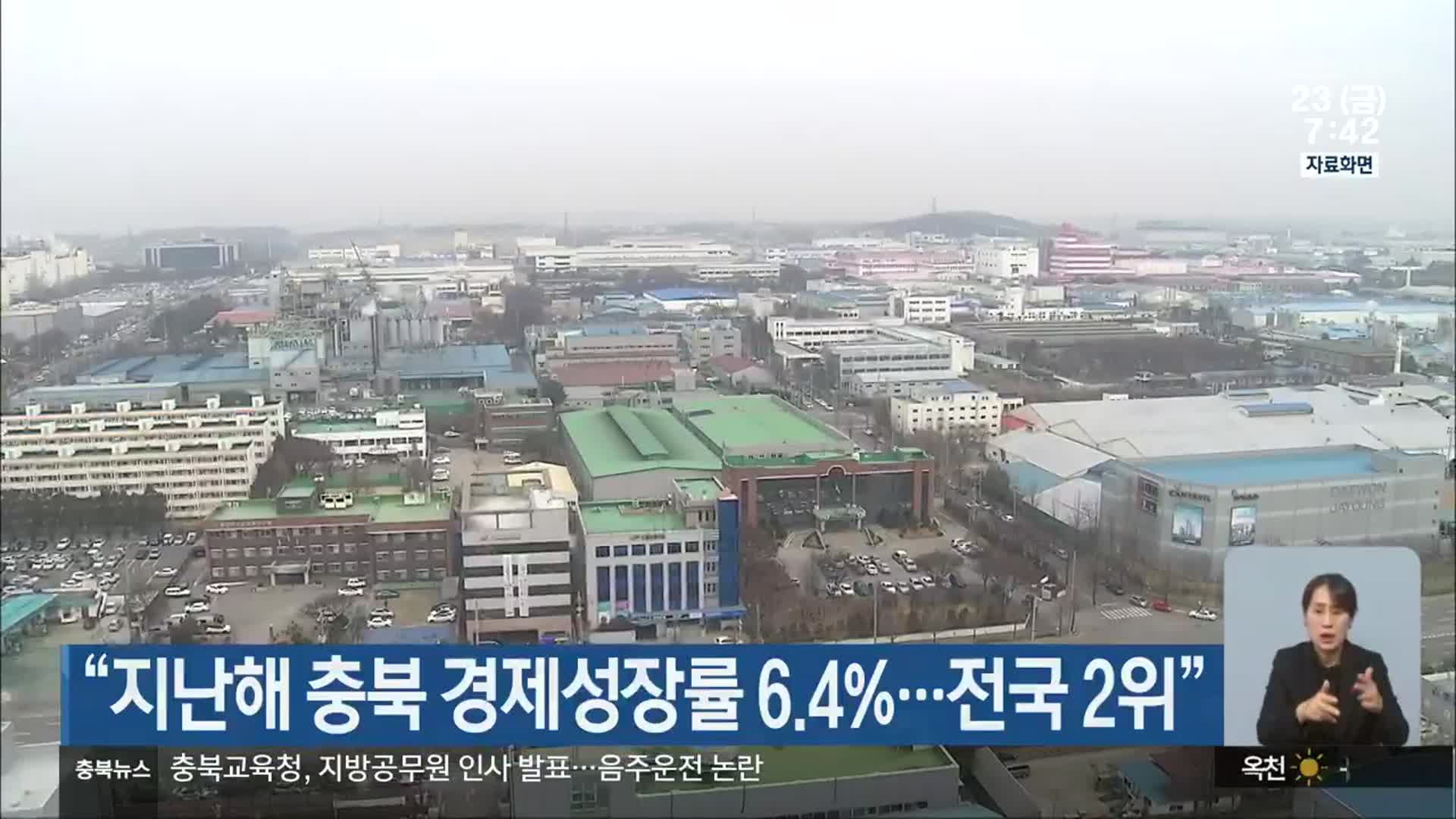 “지난해 충북 경제성장률 6.4%…전국 2위”