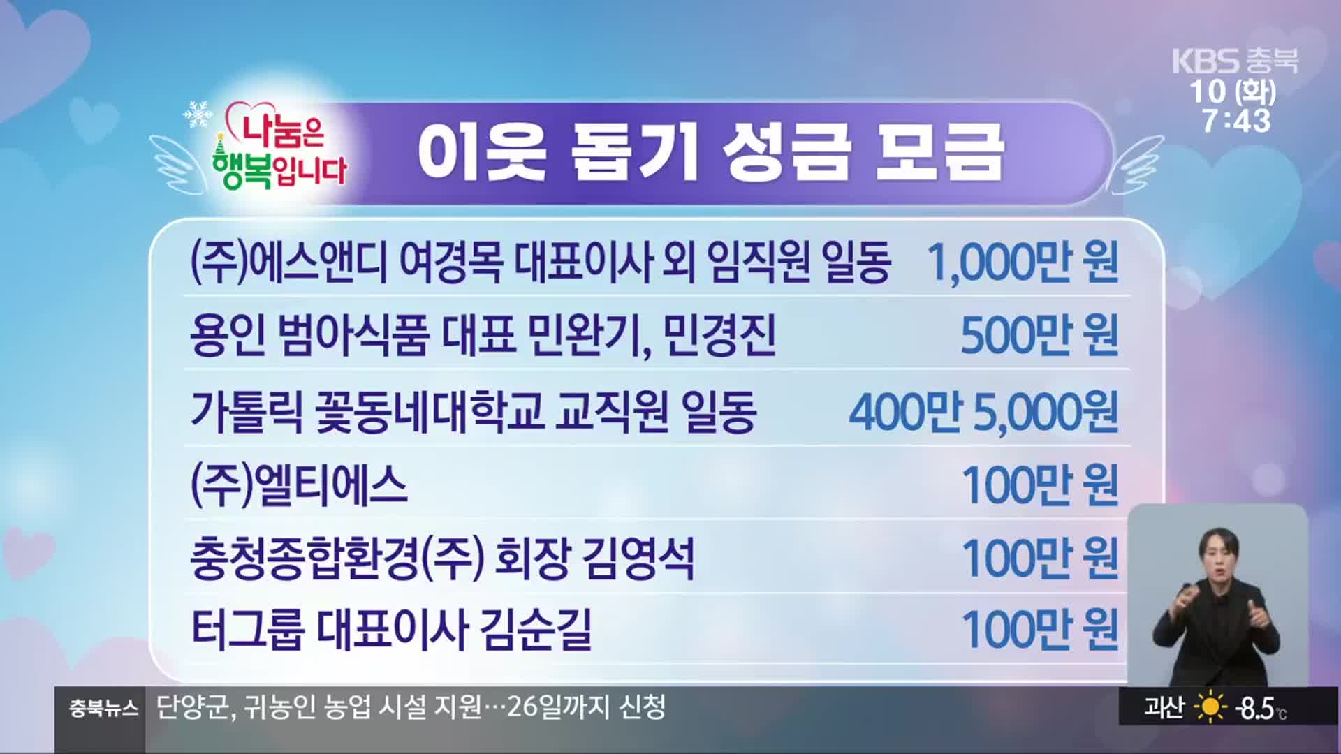 희망나눔 이웃 돕기 성금 모금