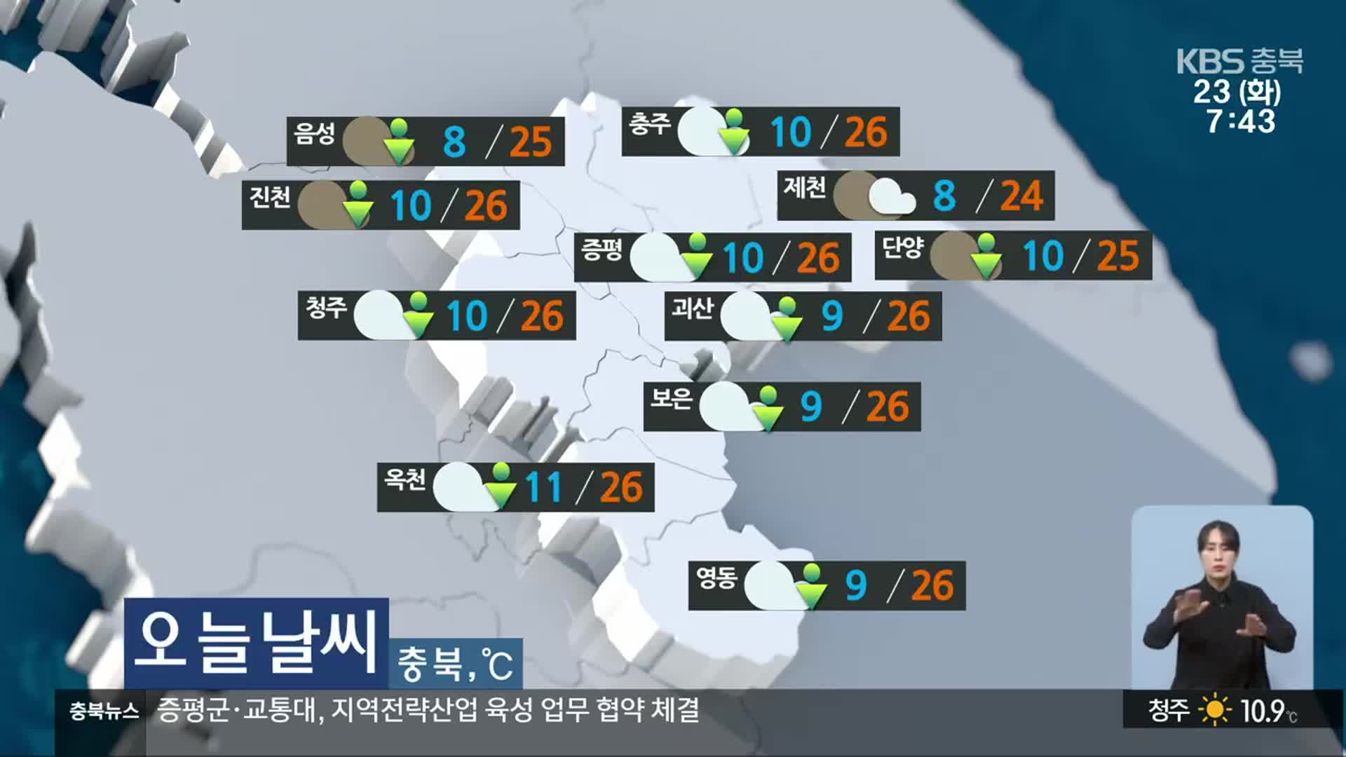 [날씨] 충북 구름 많고 오후 한때 소나기…낮 최고 24~26도