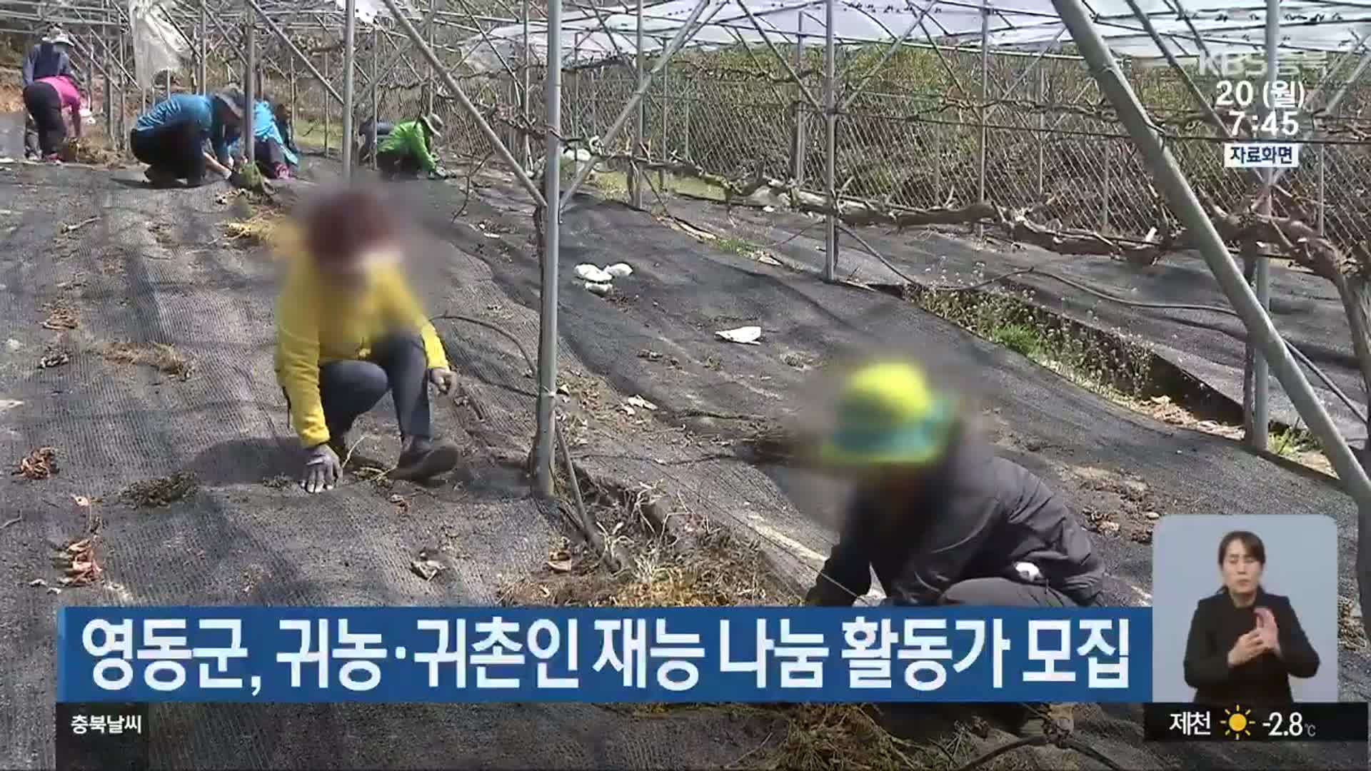 영동군, 귀농·귀촌인 재능 나눔 활동가 모집