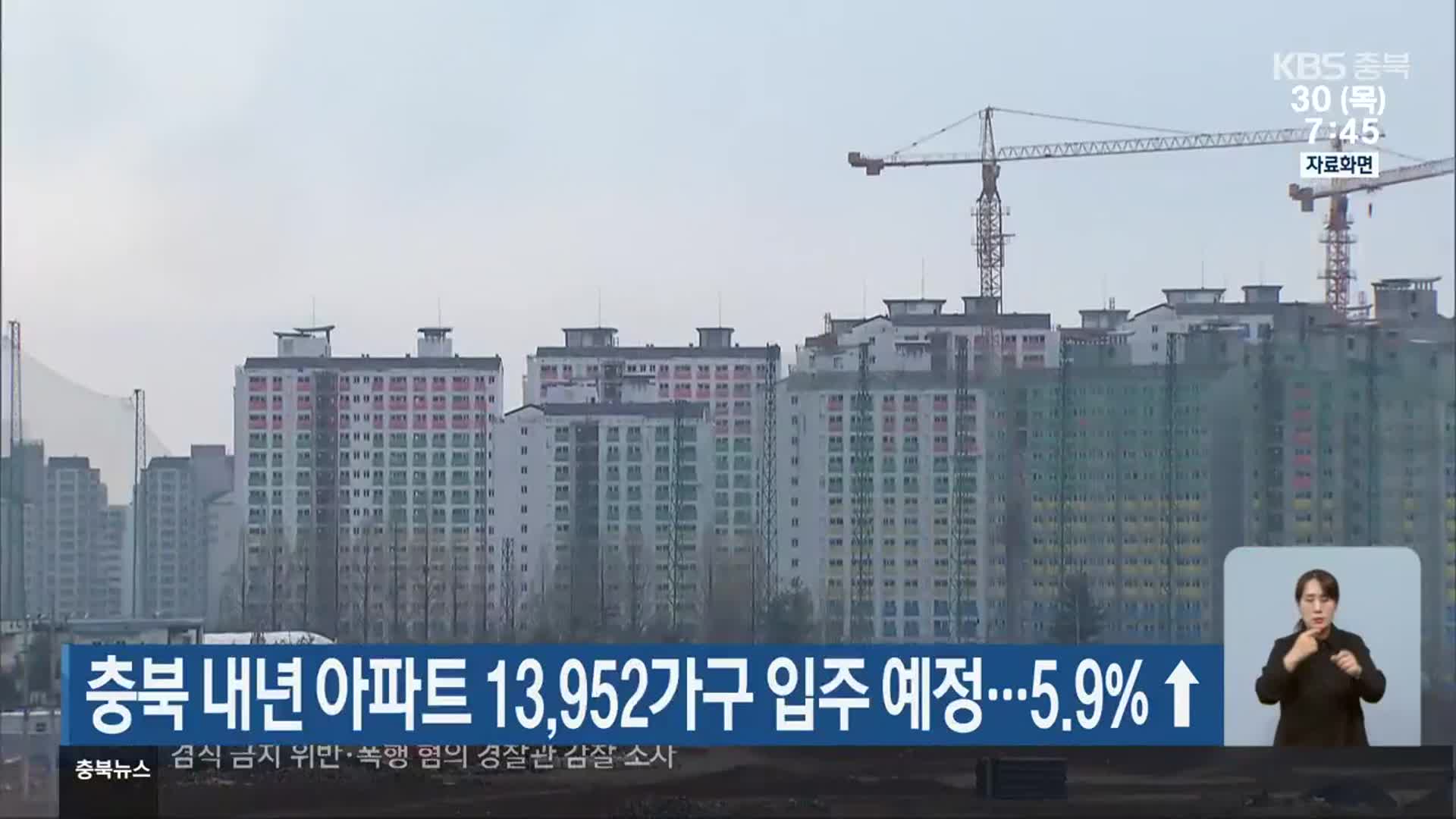 충북 내년 아파트 13,952가구 입주 예정…5.9%↑