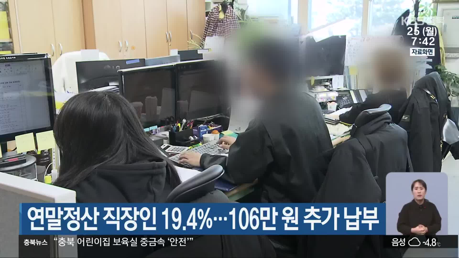 연말정산 직장인 19.4%…106만 원 추가 납부