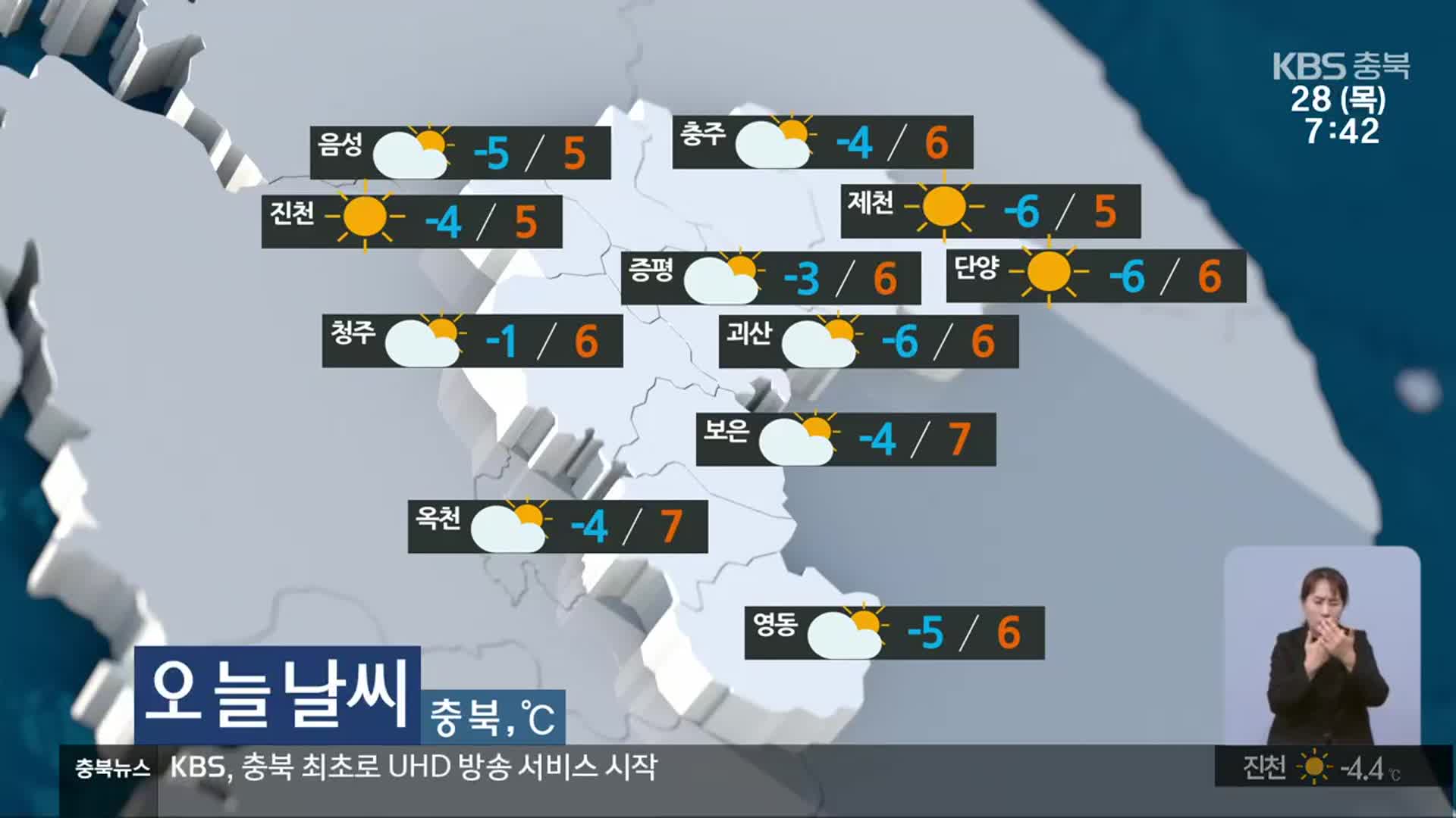 [날씨] 충북 대체로 맑음…낮 최고 5~7도