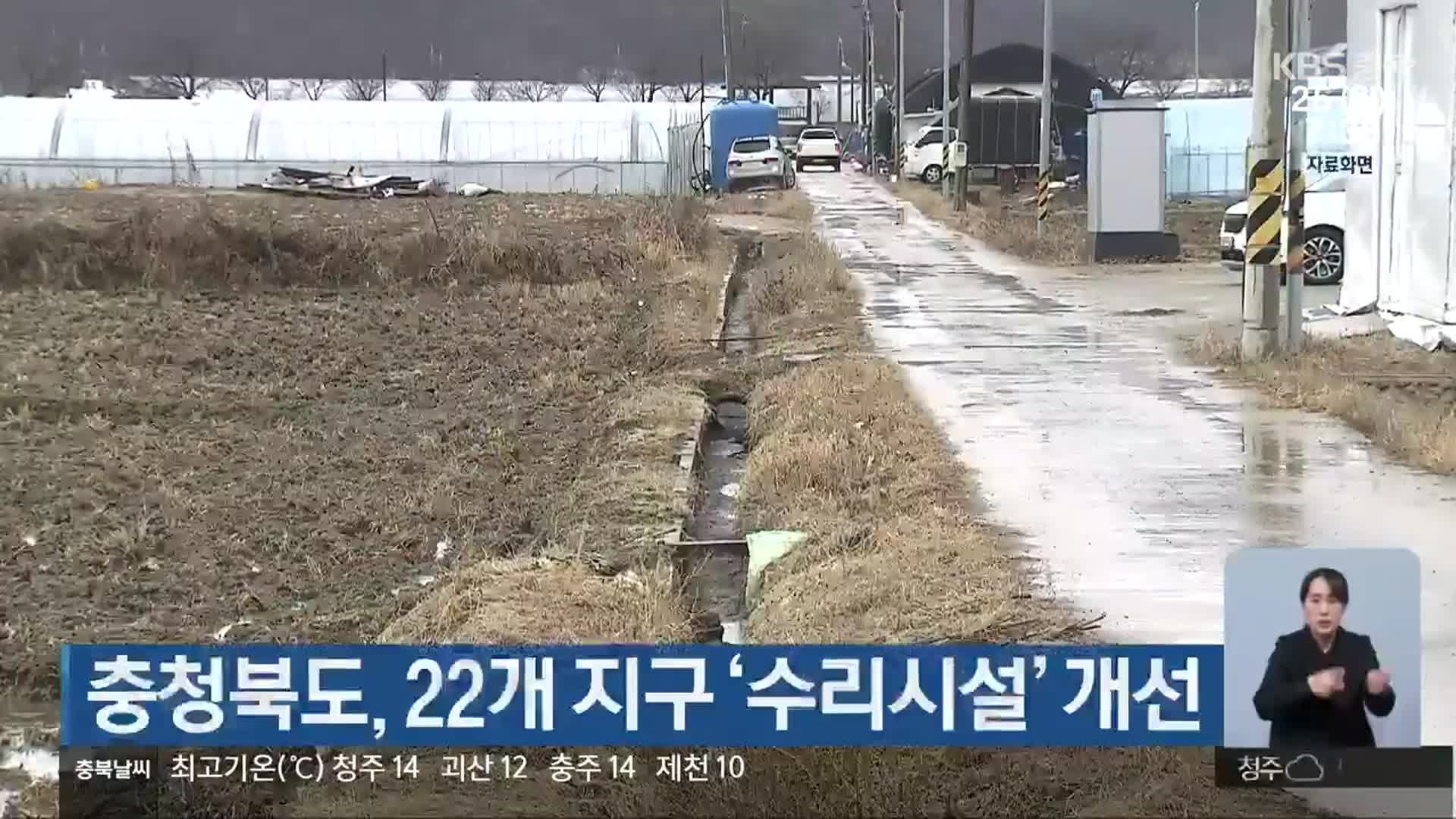 충청북도, 22개 지구 ‘수리시설’ 개선