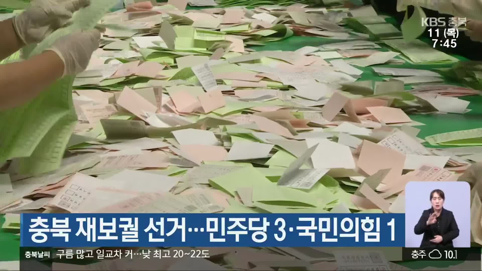 충북 재보궐 선거…민주당 3·국민의힘 1