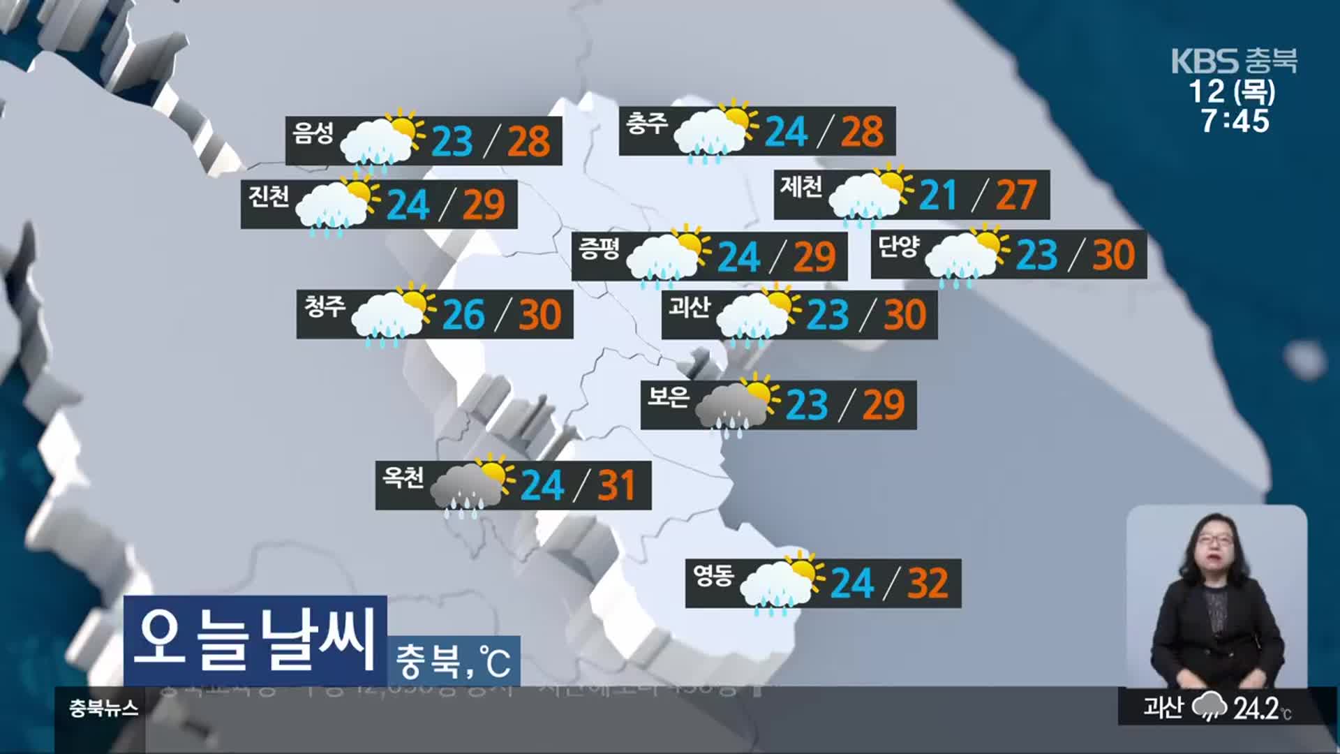 [날씨] 충북 흐리고 비…낮 최고 27~32도