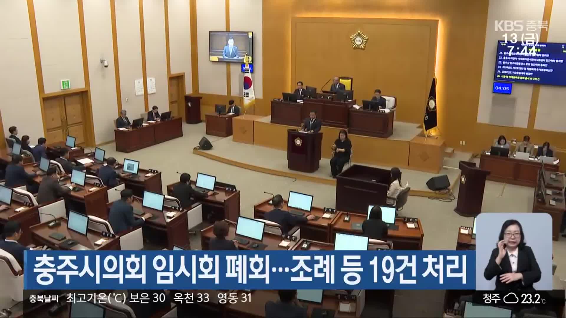 충주시의회 임시회 폐회…조례 등 19건 처리