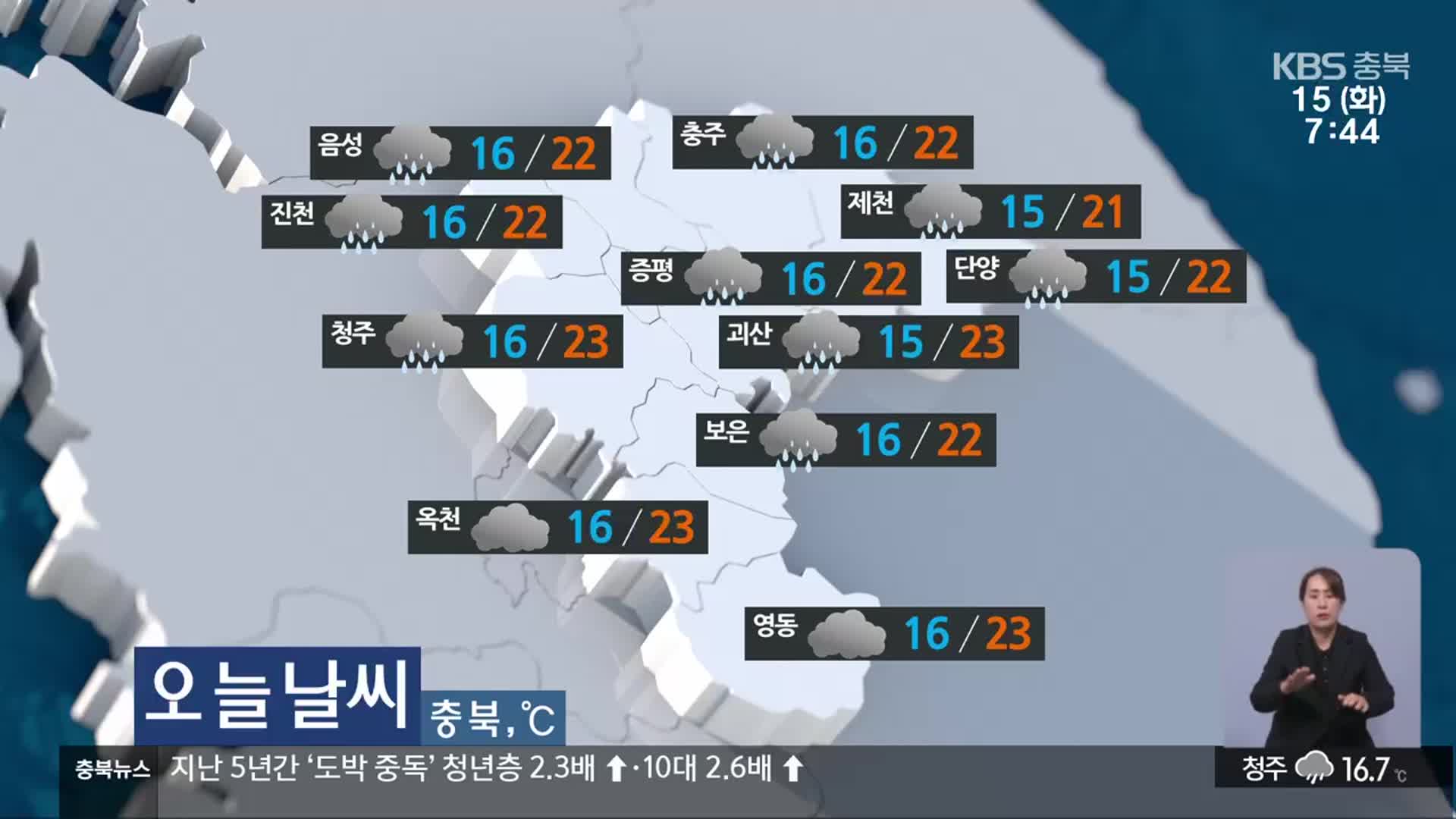 [날씨] 충북 밤부터 차차 맑아져…한낮 21~23도