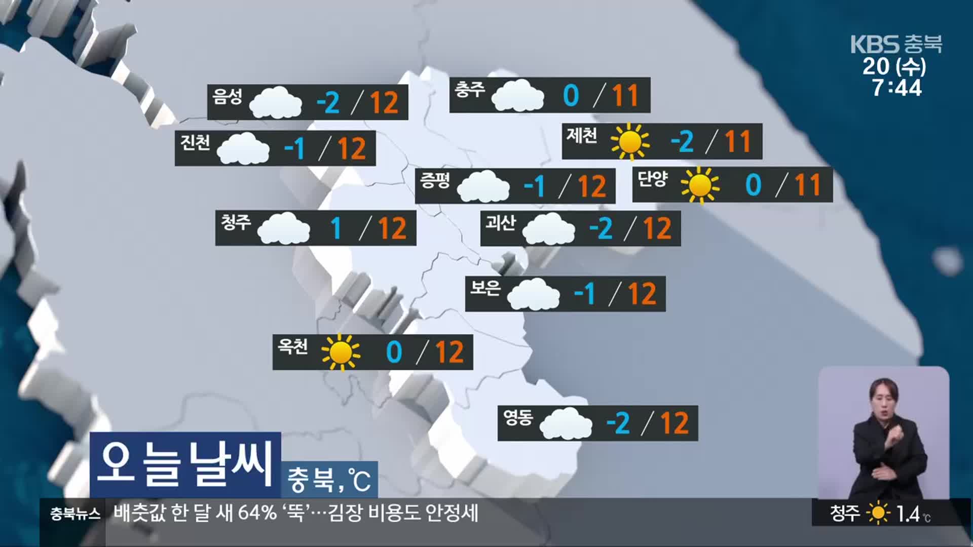 [날씨] 충북 차차 흐려져…낮 최고 11~12도