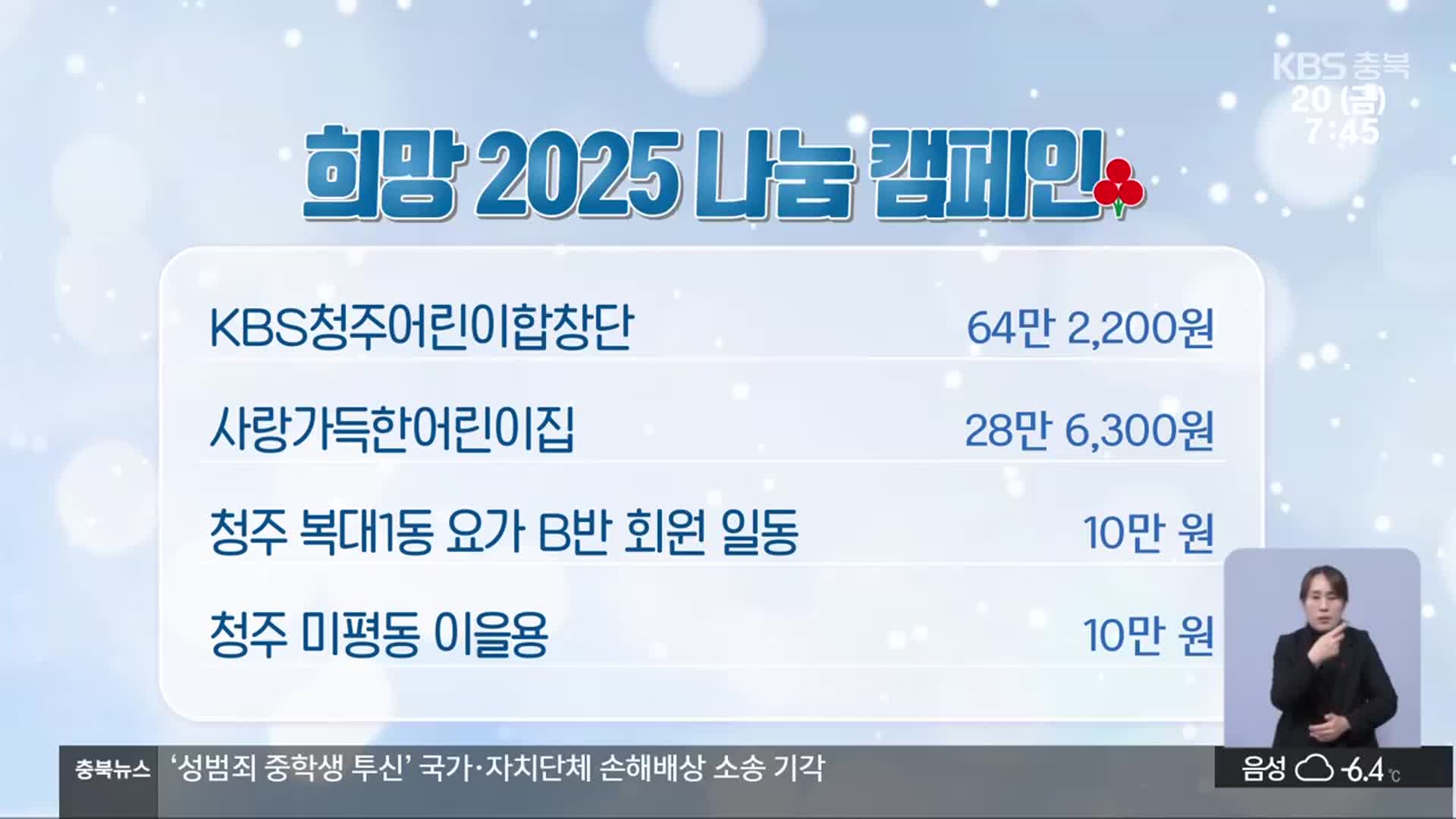 희망 2025 나눔 캠페인 이웃 돕기 성금 모금