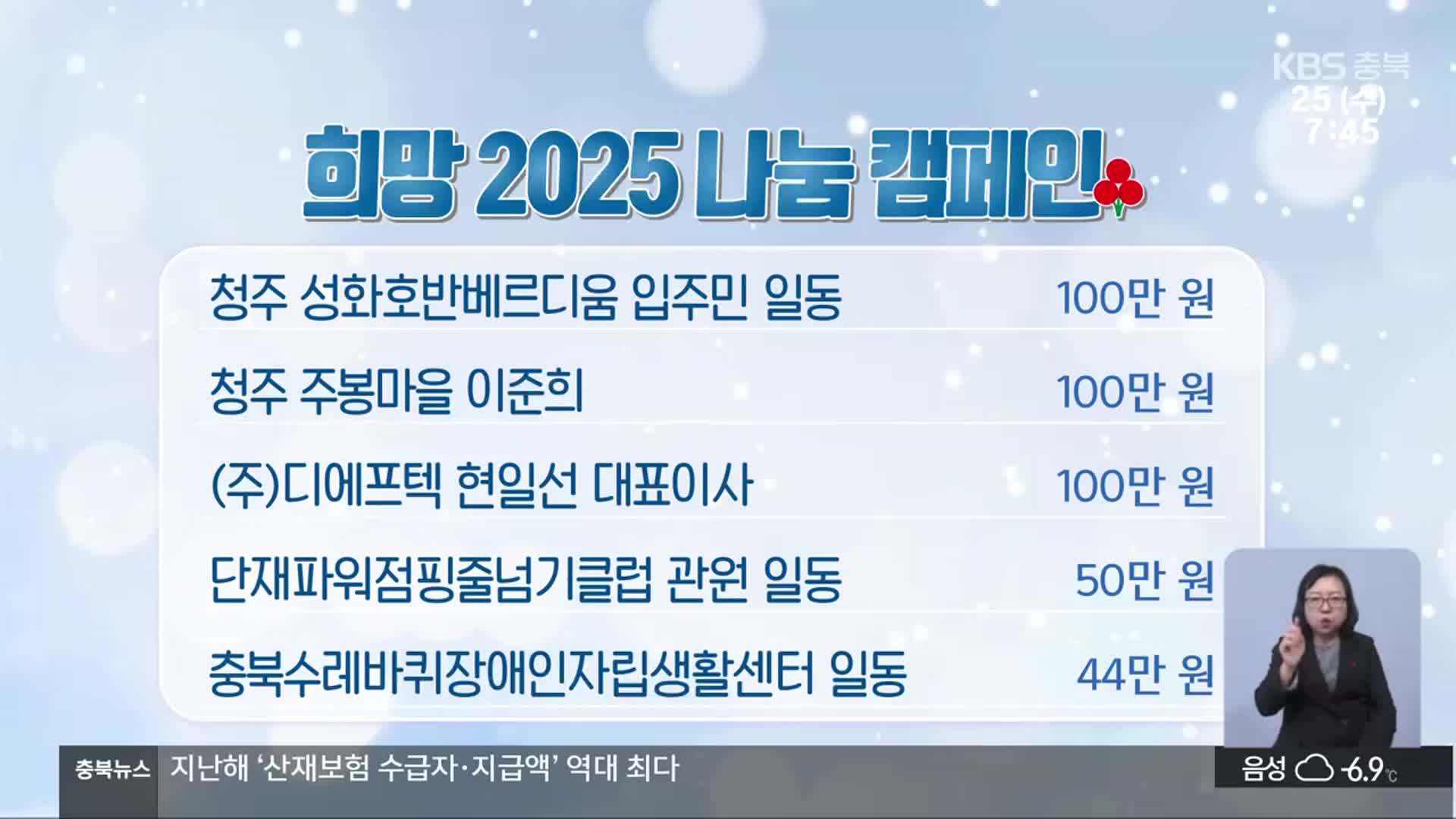 희망 2025 나눔 캠페인 이웃 돕기 성금 모금