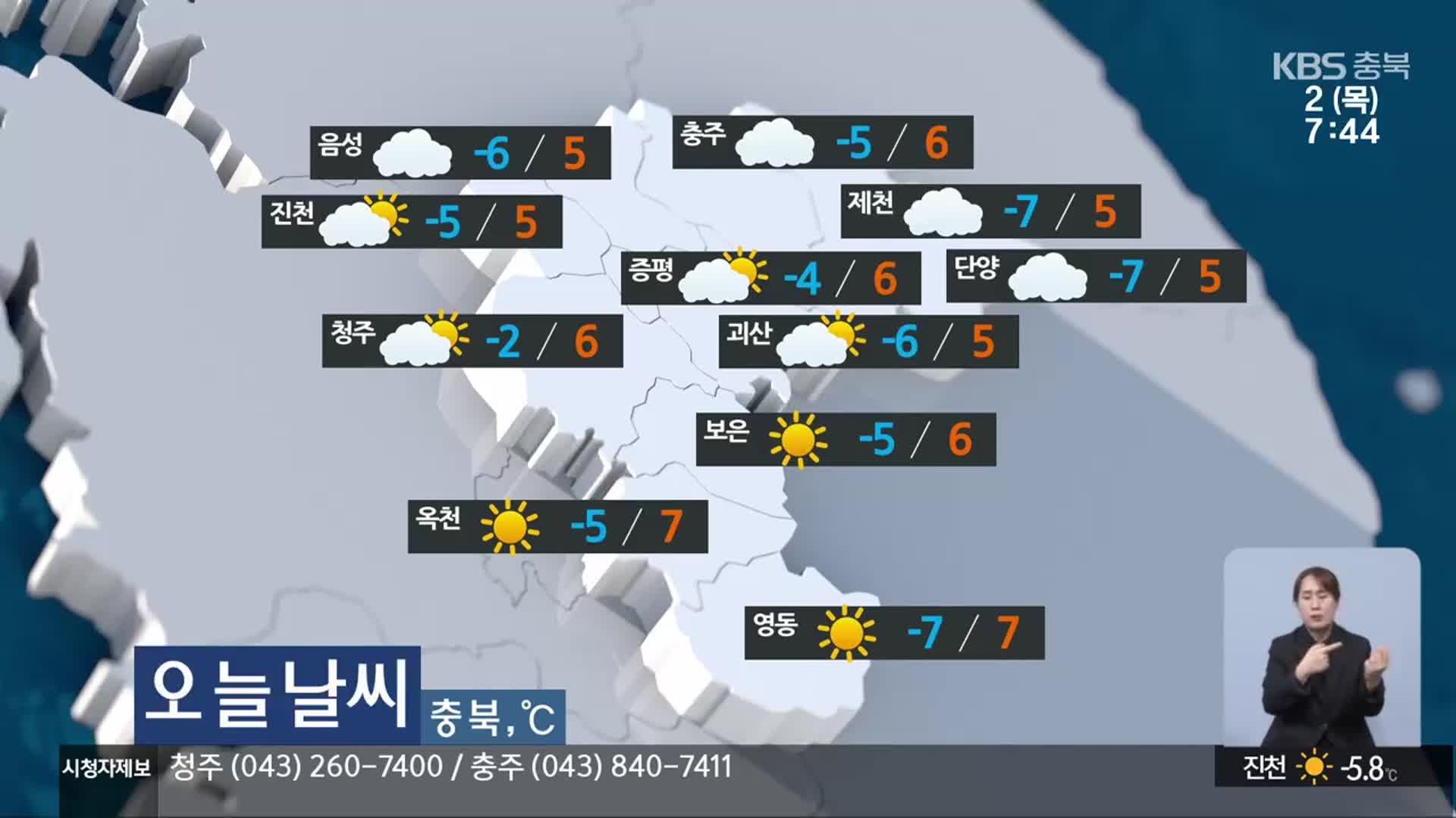 [날씨] 충북 오늘 구름 조금…낮 최고기온 5~7도