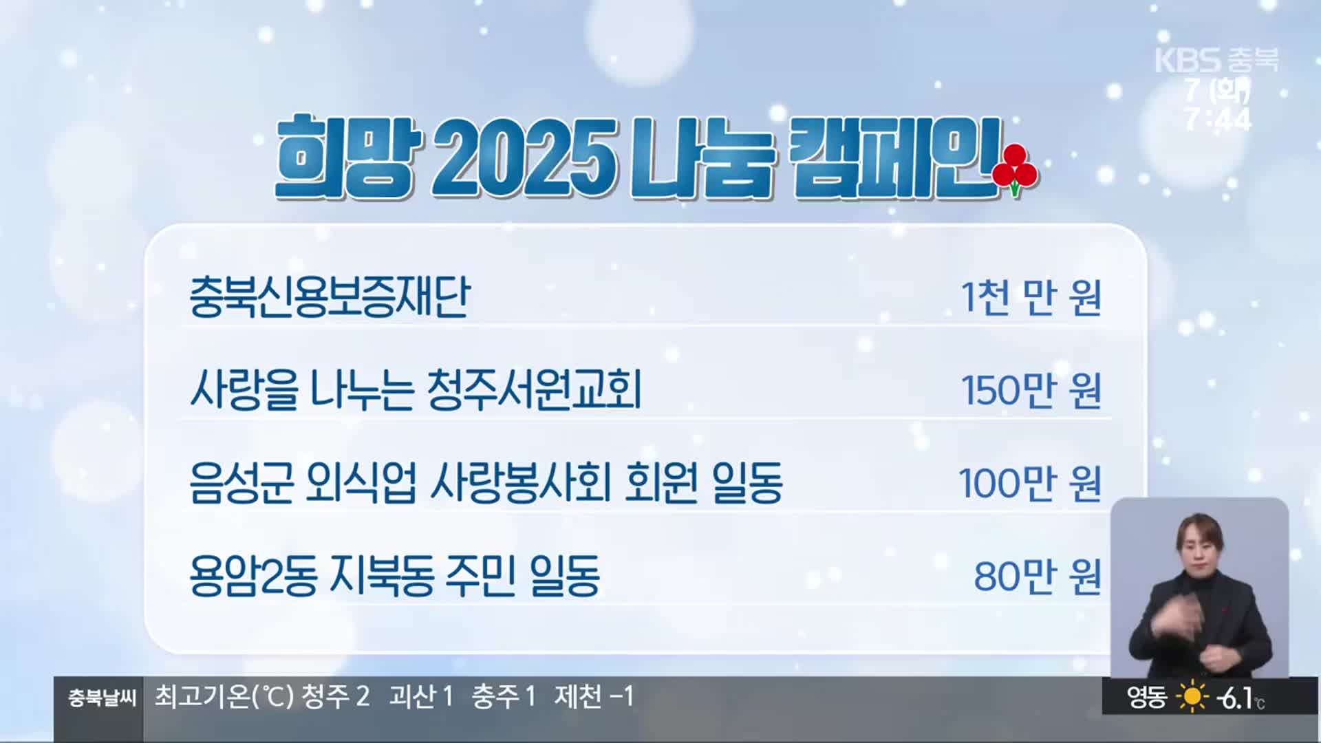 희망 2025 나눔 캠페인 이웃 돕기 성금 모금
